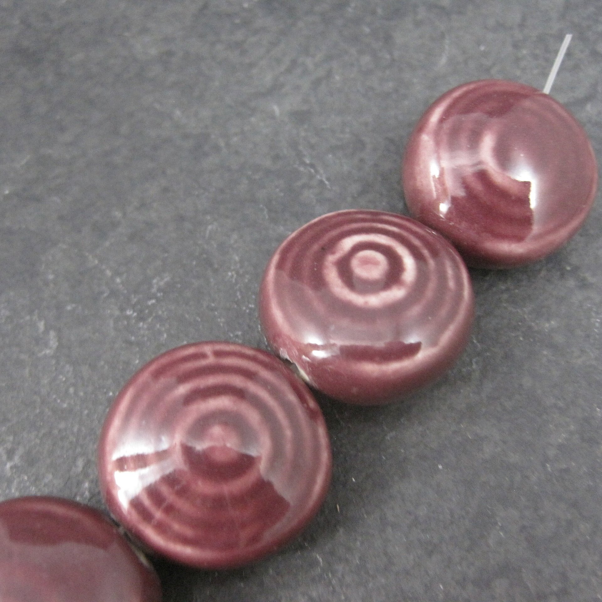 Vintage Burgundy Ceramic Beads 21x12mm