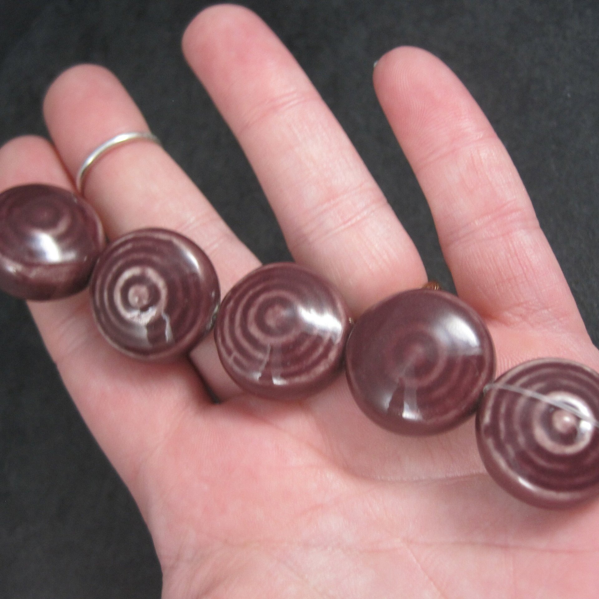 Vintage Burgundy Ceramic Beads 21x12mm