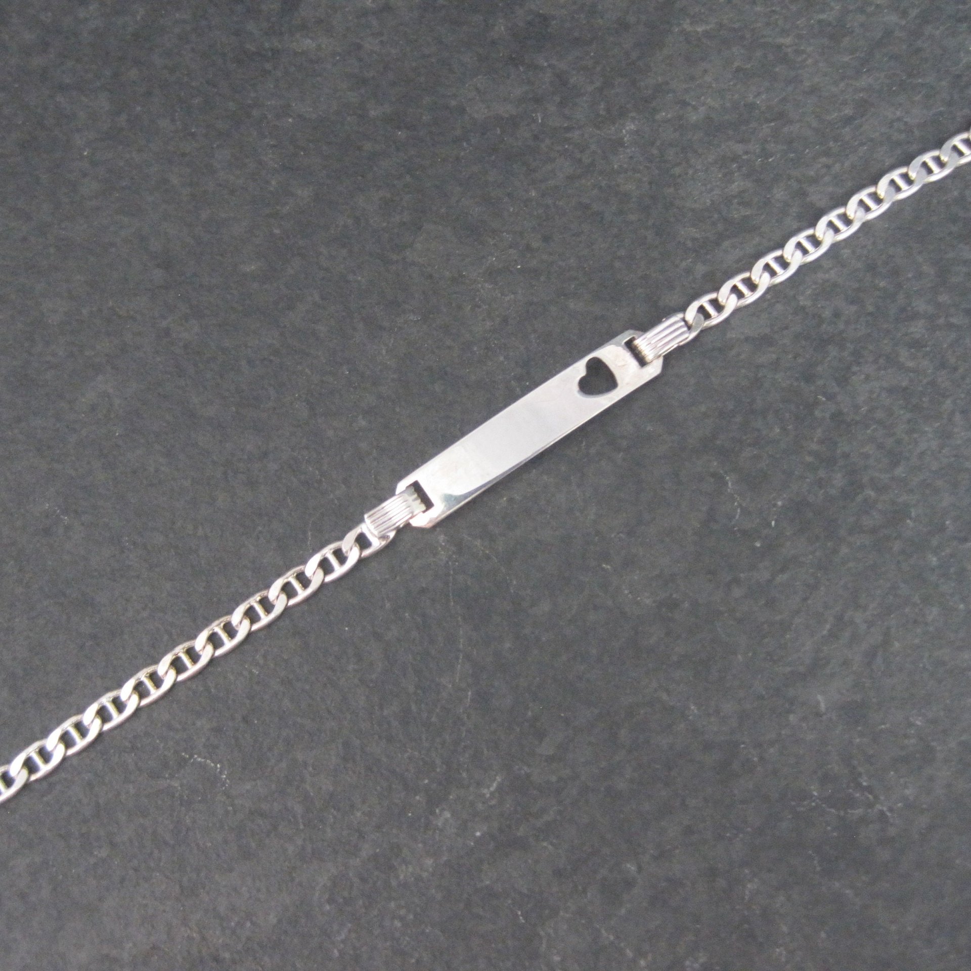 Vintage Italian Sterling Engravable Heart Bracelet 5.25 Inches