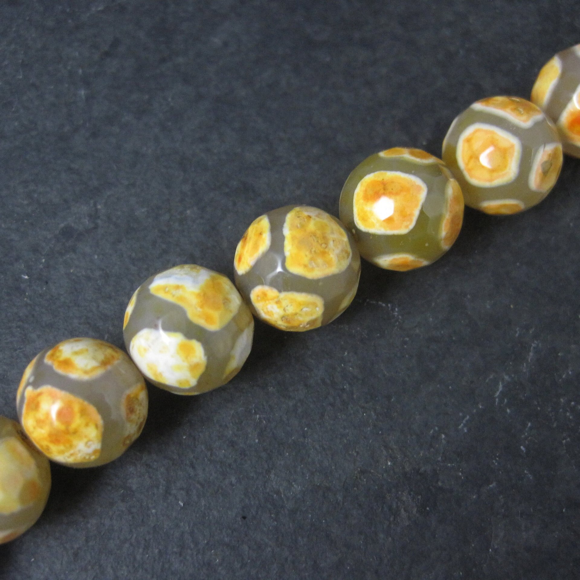 Orange Faceted Agate 12mm Bead Strand