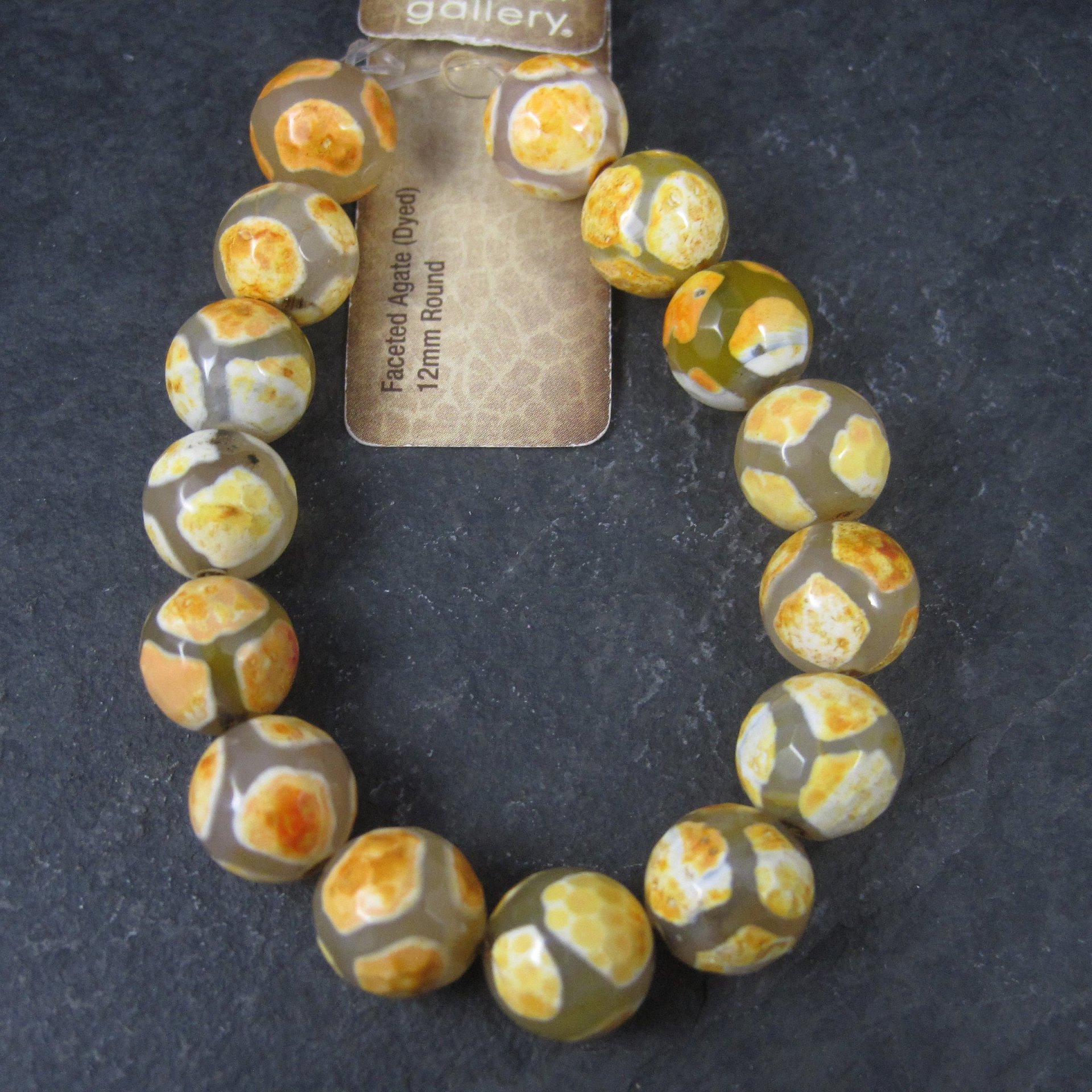 Orange Faceted Agate 12mm Bead Strand