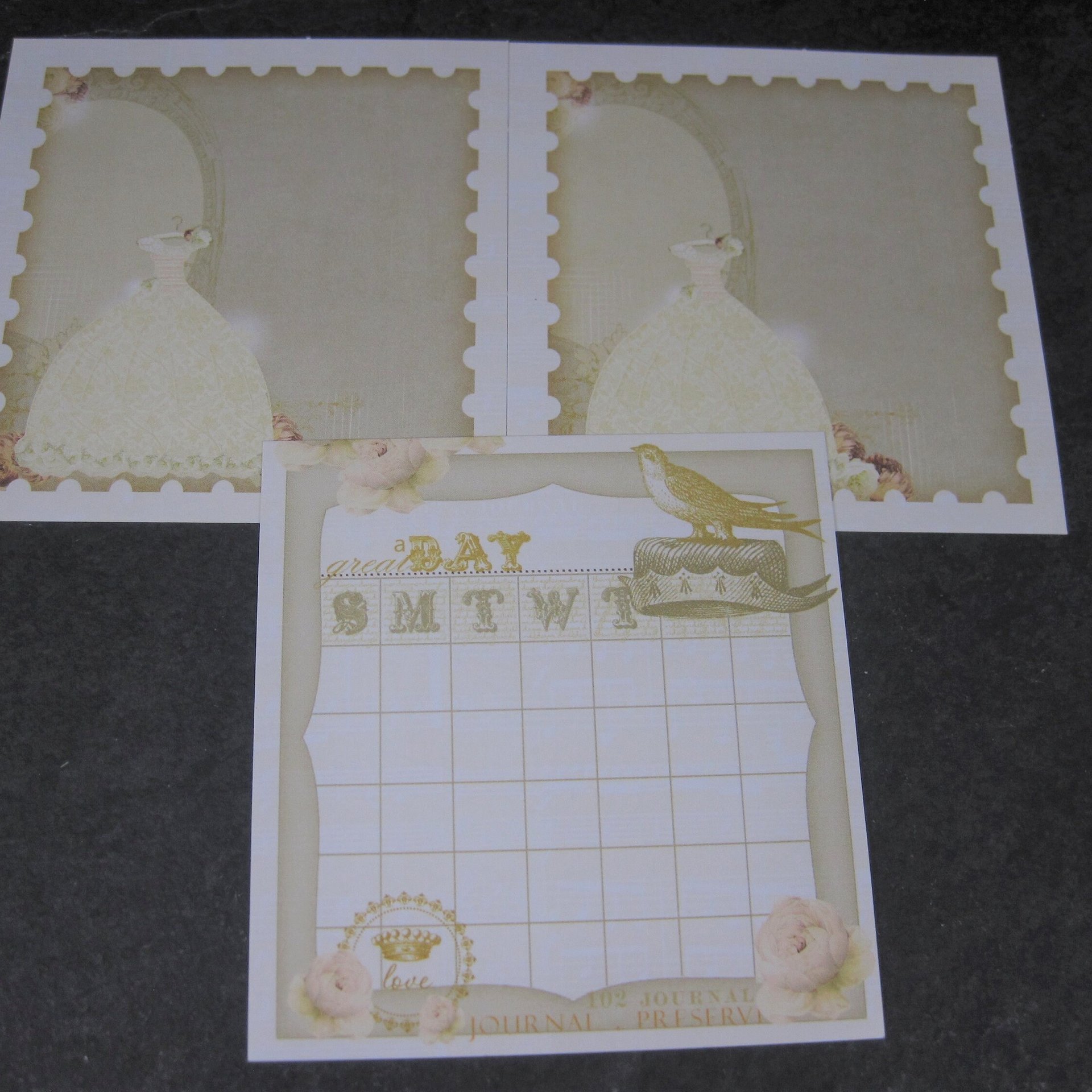 Set of 14 Journaling Motif Calendar Cards Love Wedding Theme