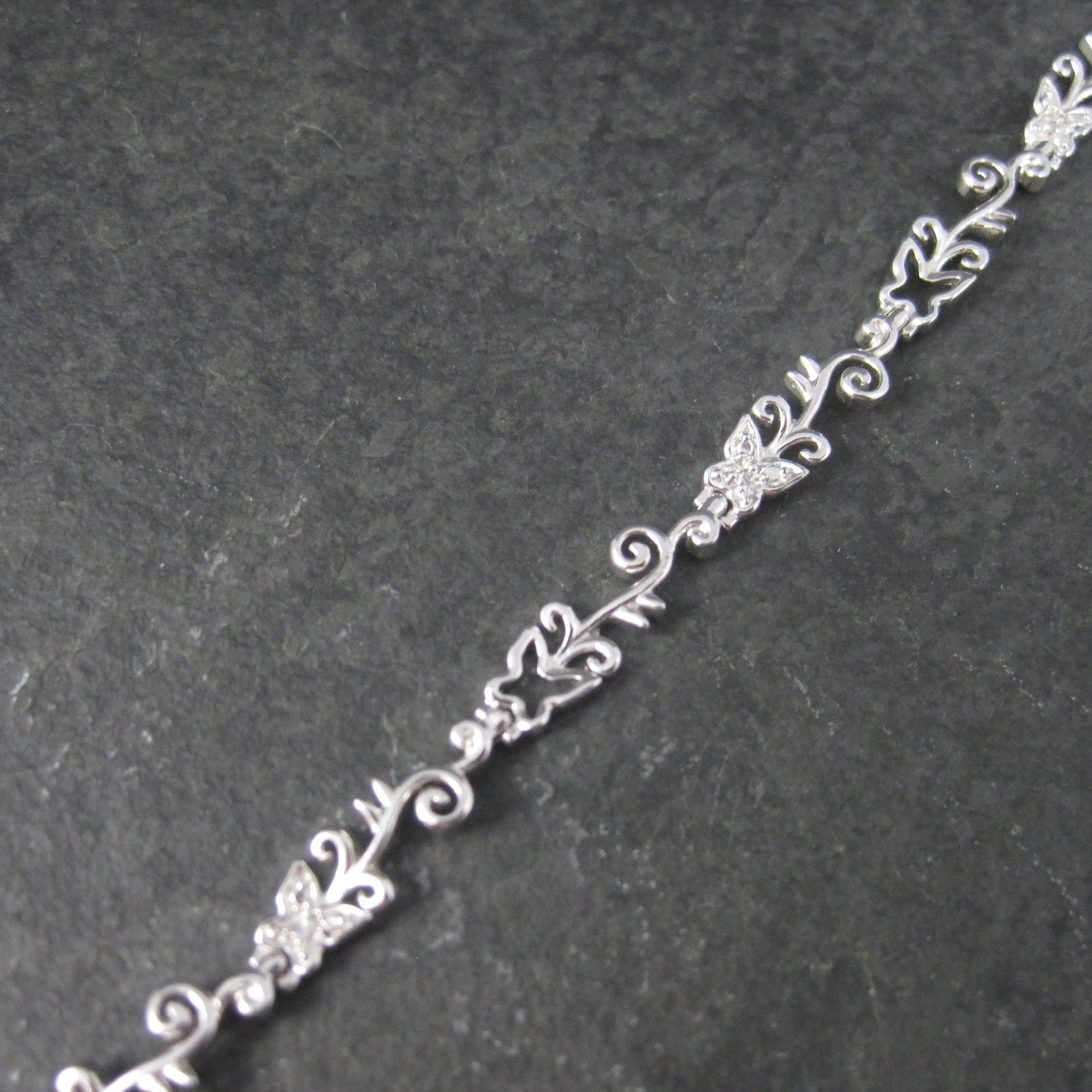 Dainty 90s Sterling Diamond Illusion Butterfly Bracelet