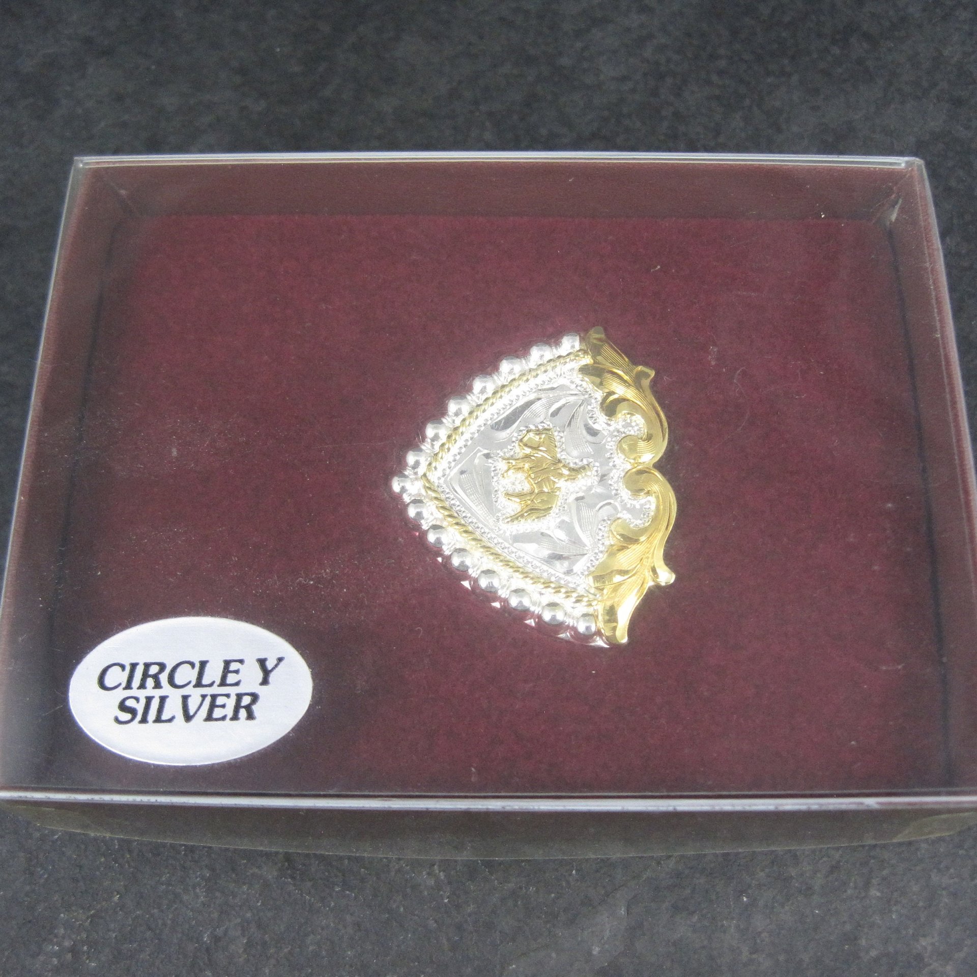 Vintage Circle Y Silver Western Horse Bandana Hair Tie Clip