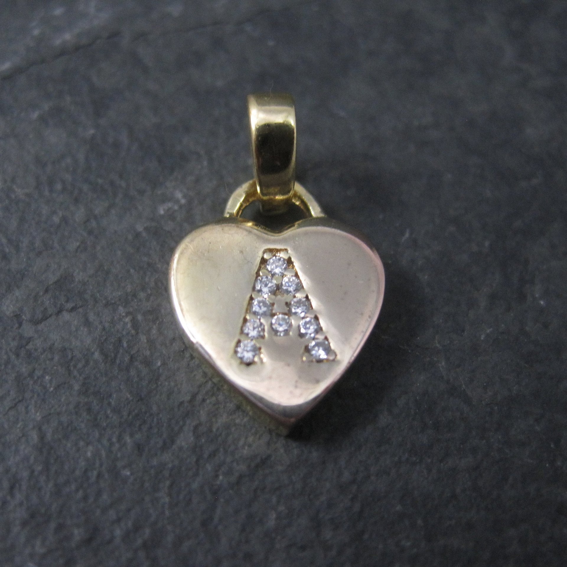 Small Gold Vermeil Initial A Heart Pendant