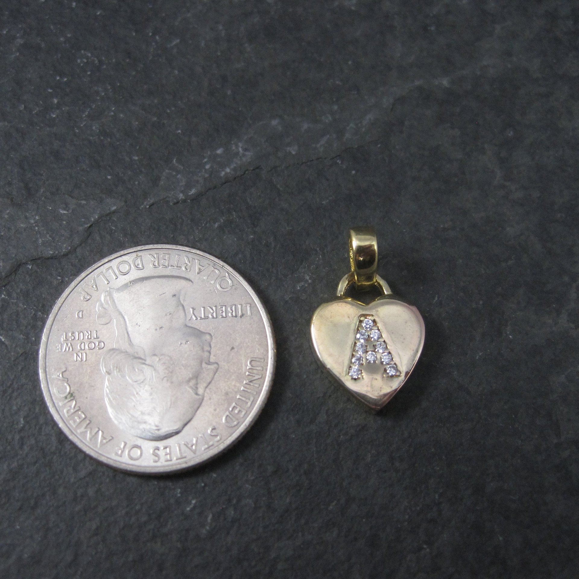Small Gold Vermeil Initial A Heart Pendant
