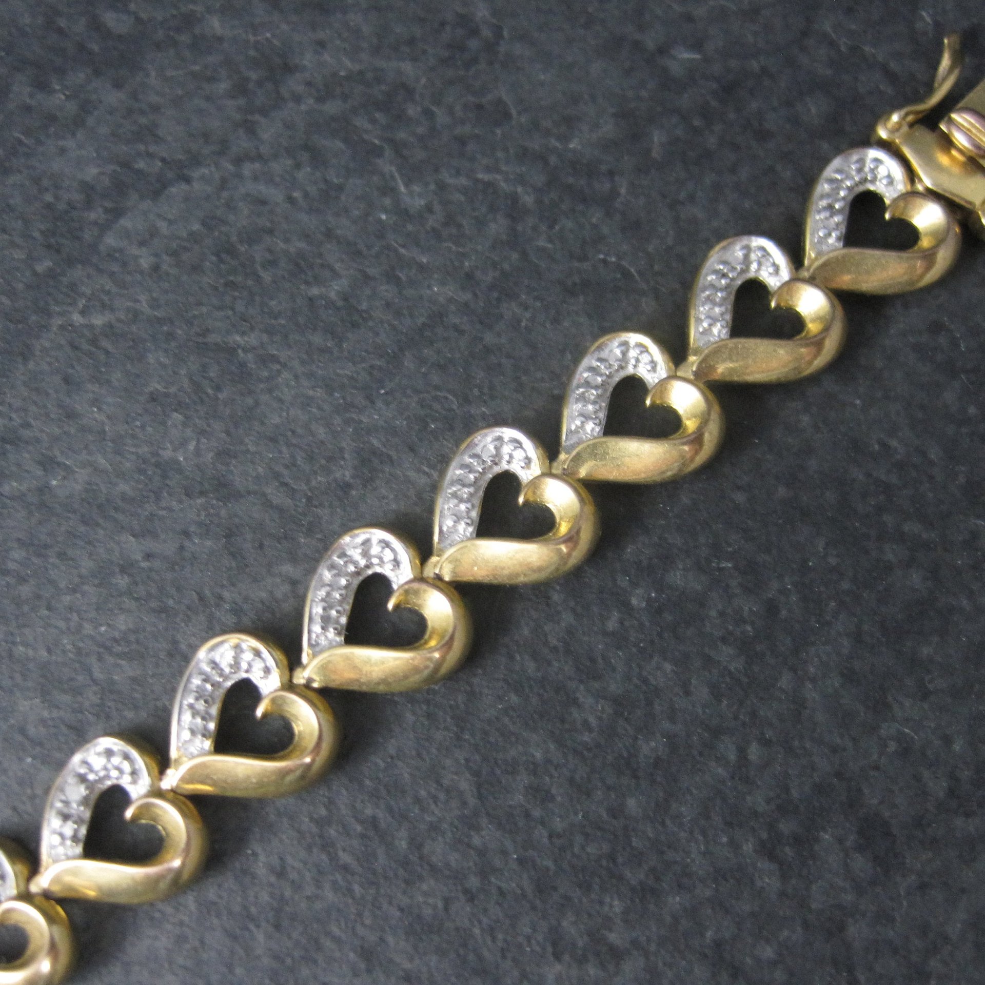 Vintage Vermeil Sterling Illusion Heart Bracelet 7 Inches