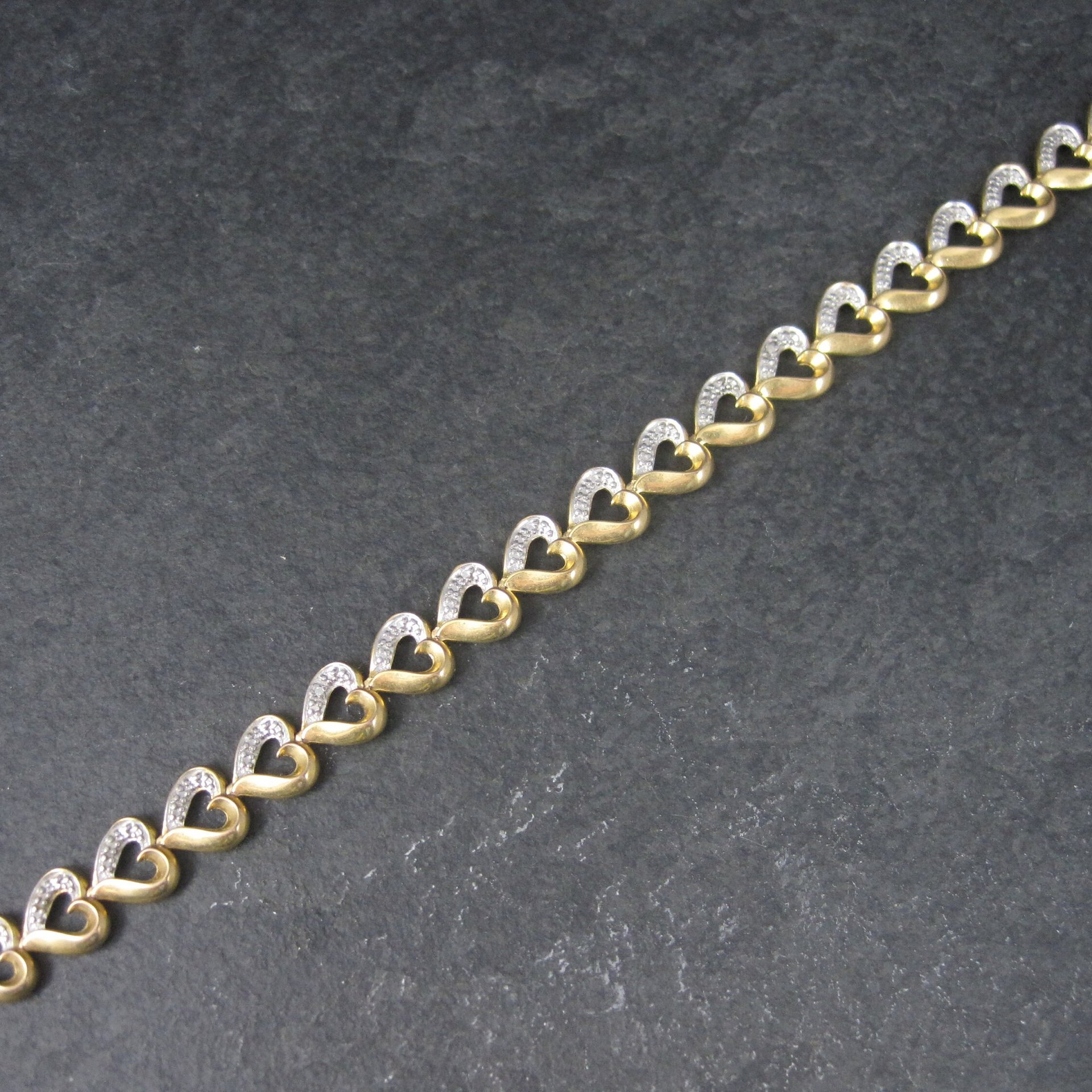 Vintage Vermeil Sterling Illusion Heart Bracelet 7 Inches