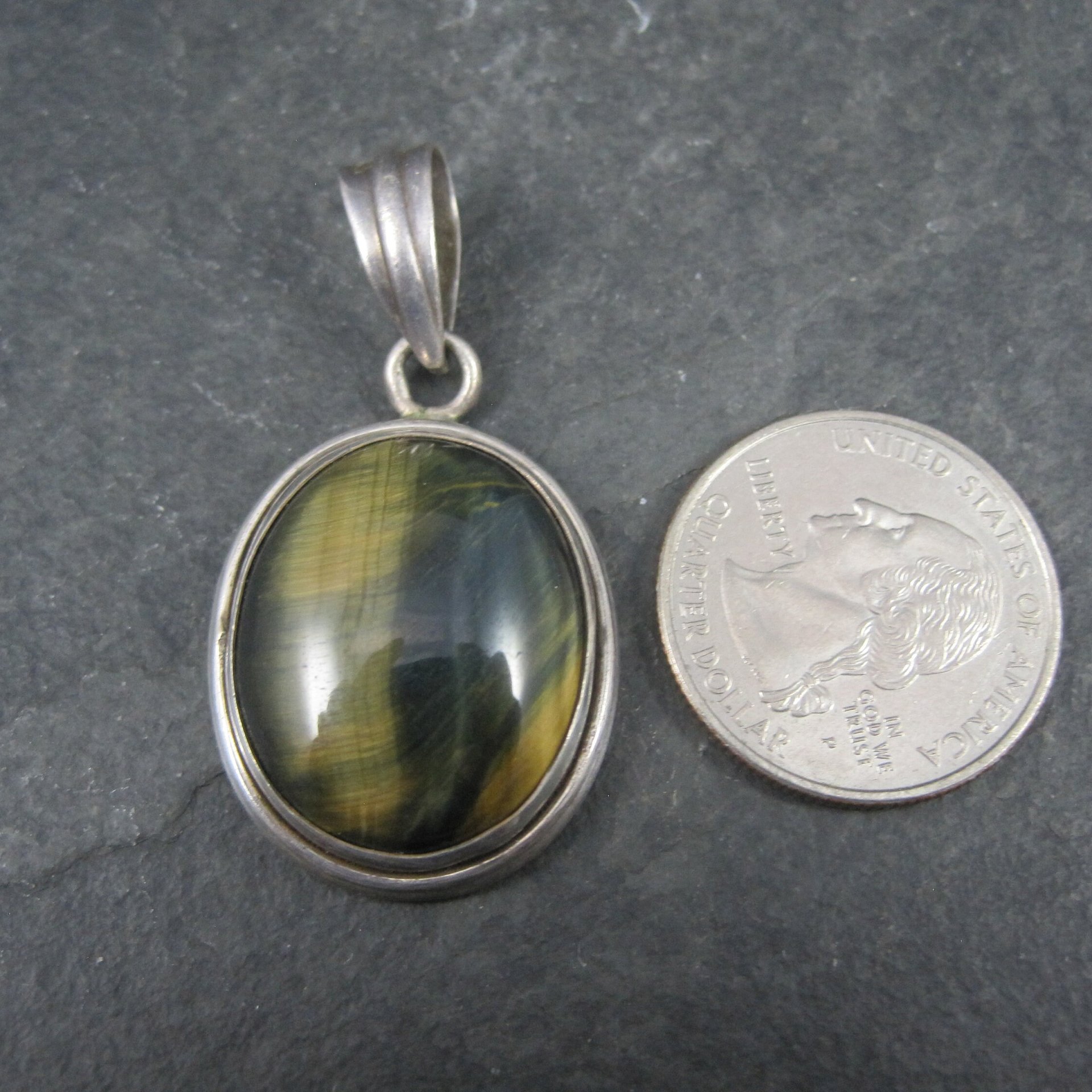 Vintage Sterling Tigers Eye Pendant