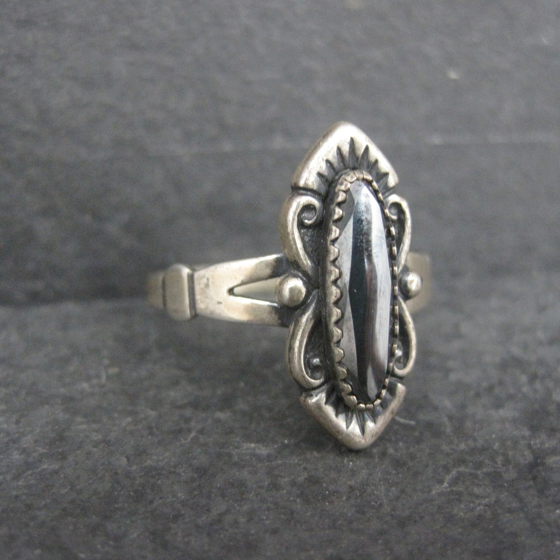 Vintage Southwestern Sterling Hematite Ring