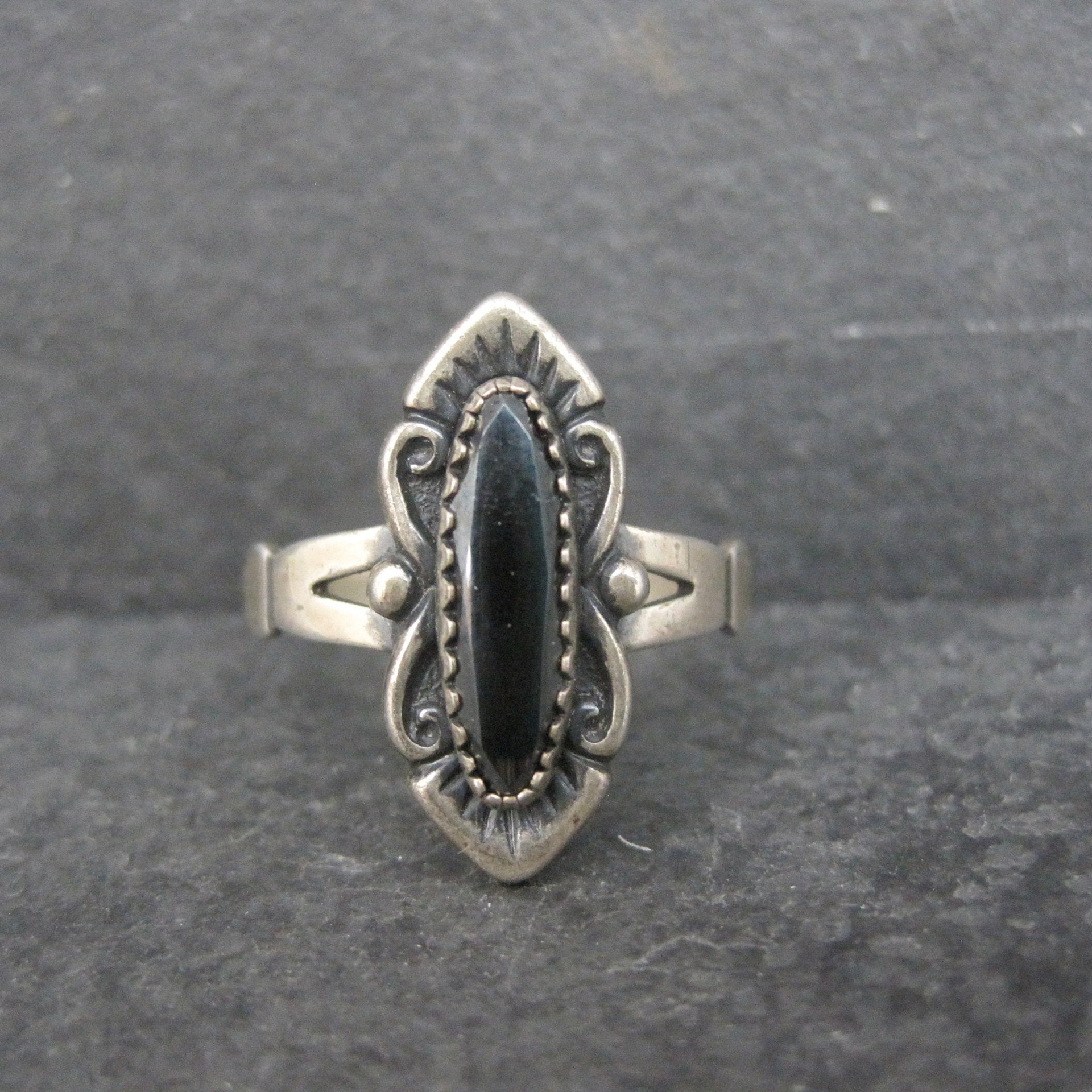 Vintage Southwestern Sterling Hematite Ring