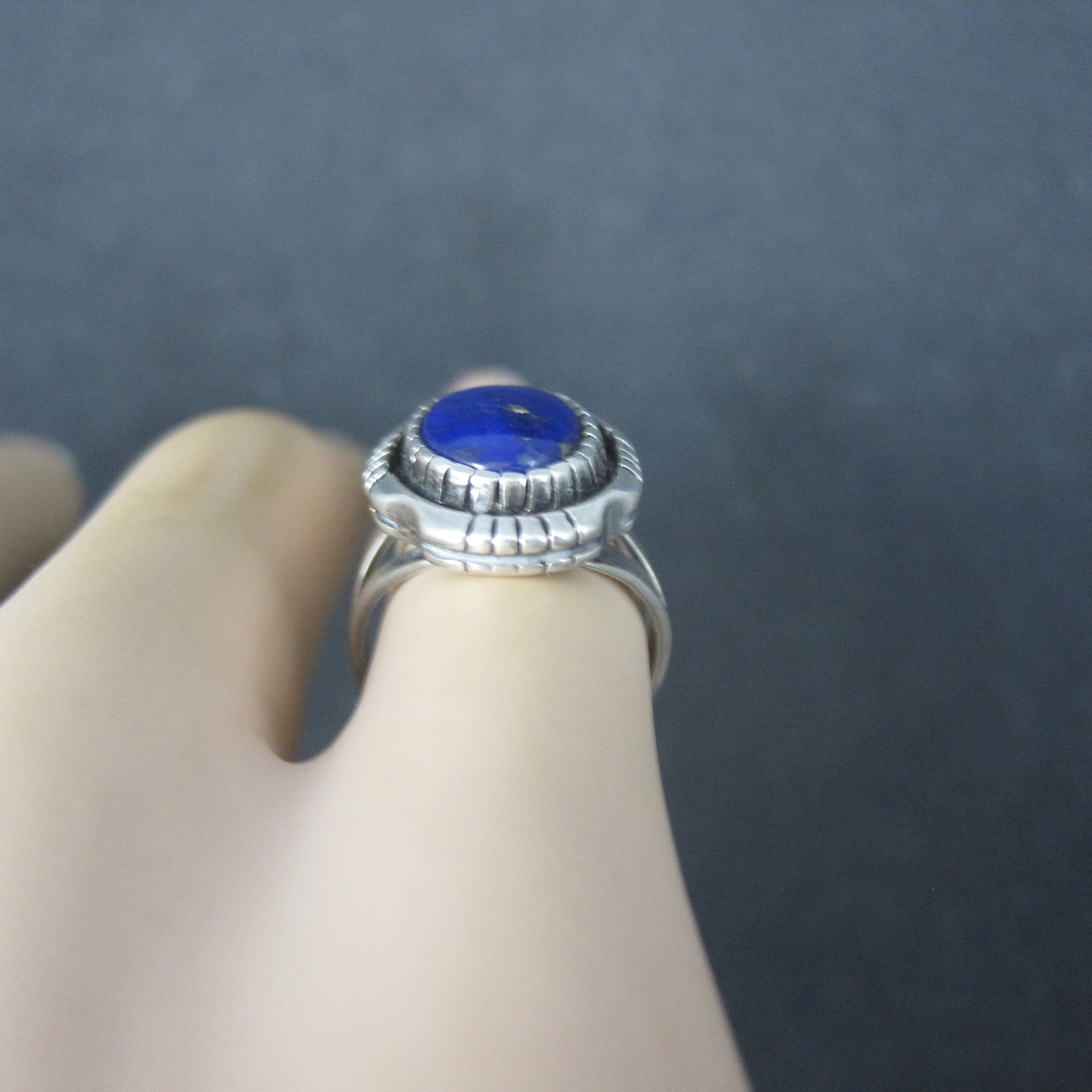 Vintage Southwestern Sterling Lapis Lazuli Pinky Ring Size 3.75