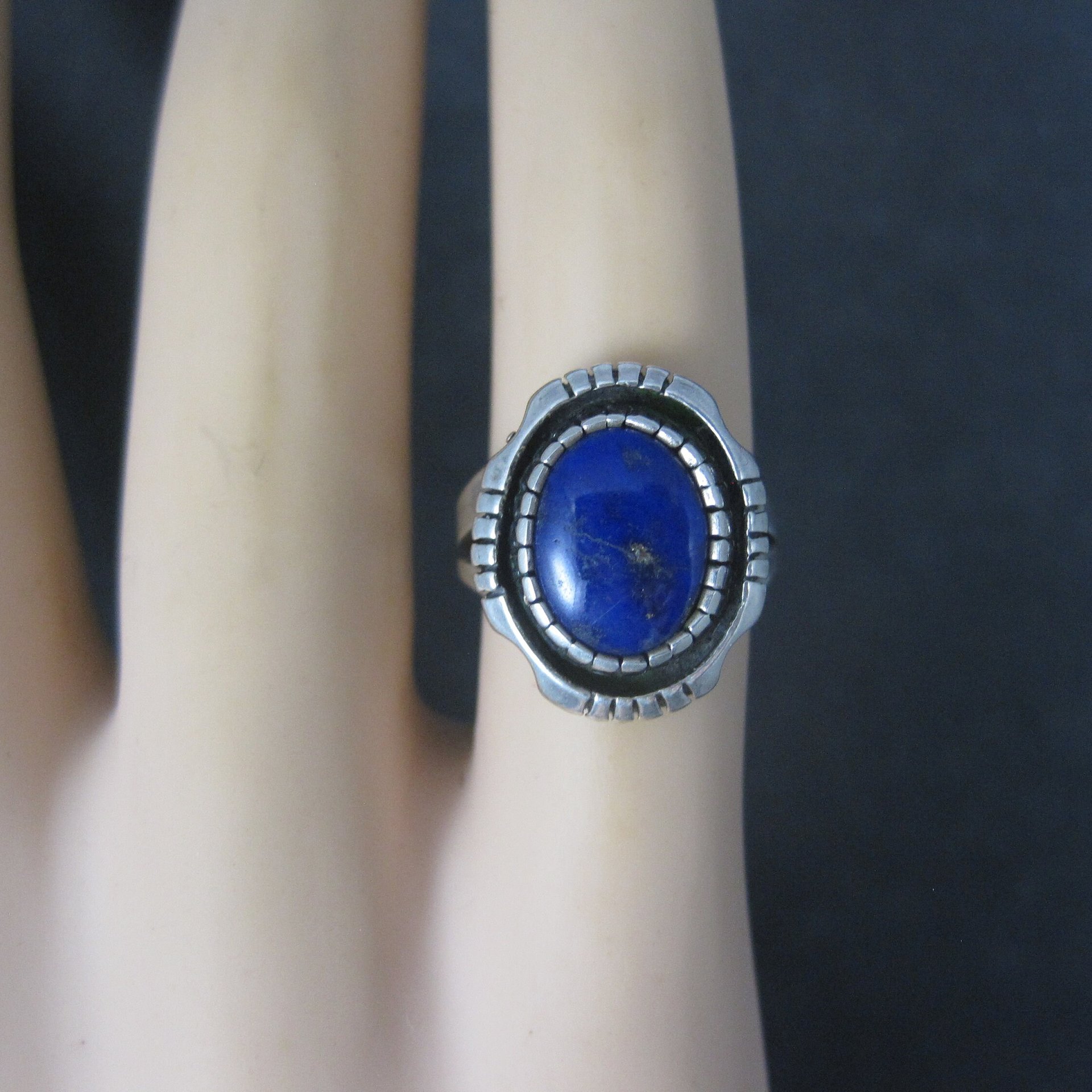 Vintage Southwestern Sterling Lapis Lazuli Pinky Ring Size 3.75
