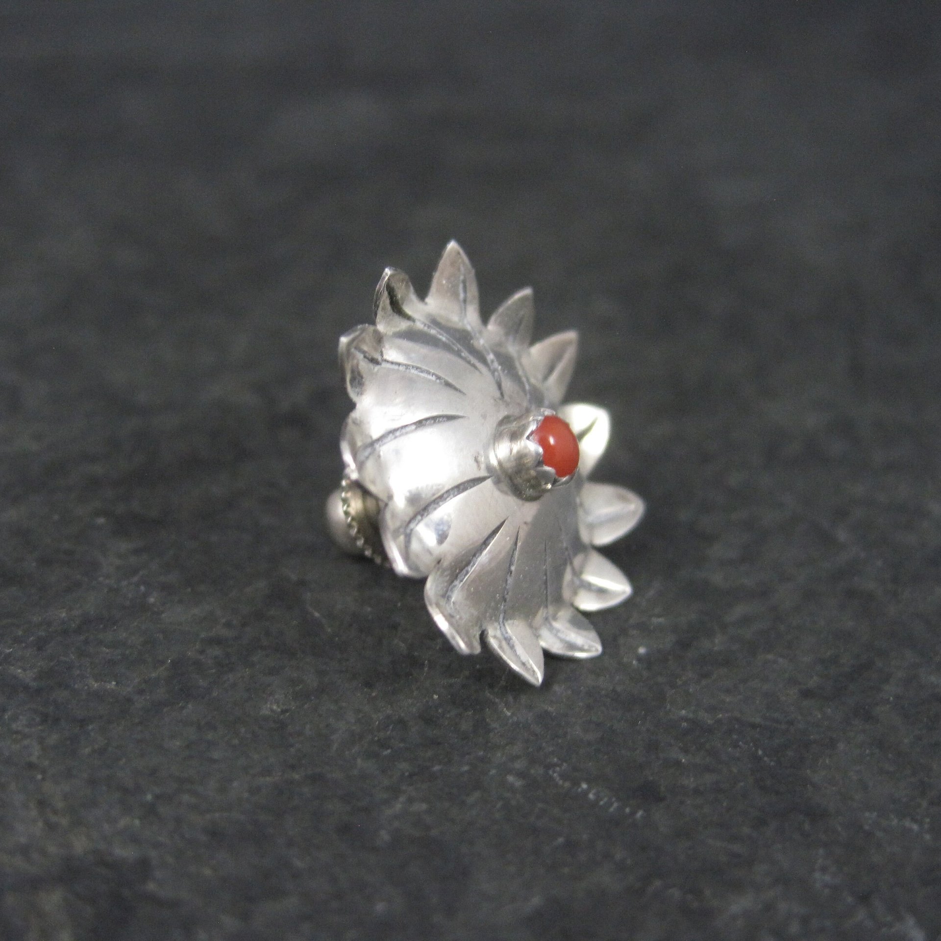 Vintage Southwestern Sterling Coral Tie Tack