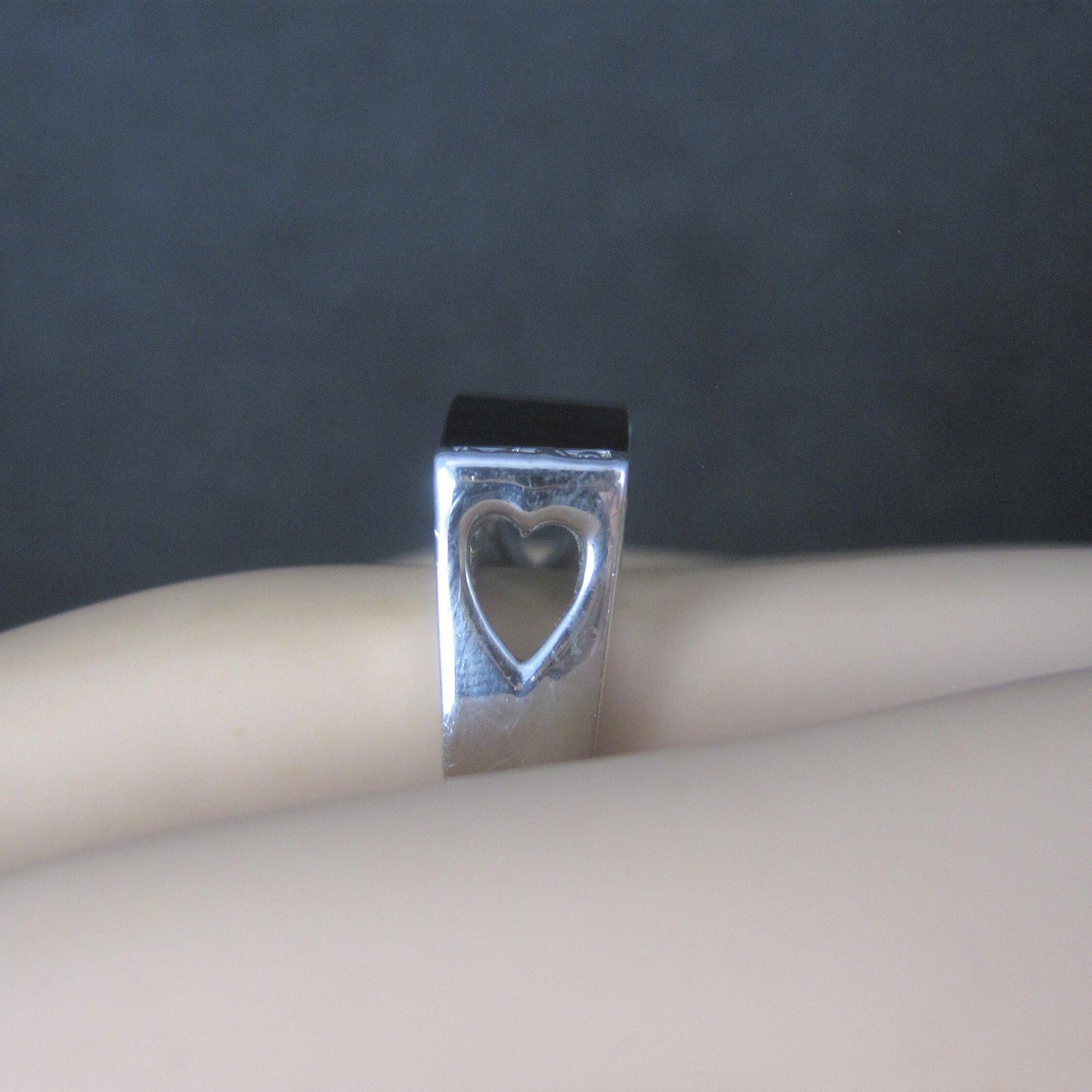 Vintage Sterling Faceted Onyx Celestial Ring Size 8