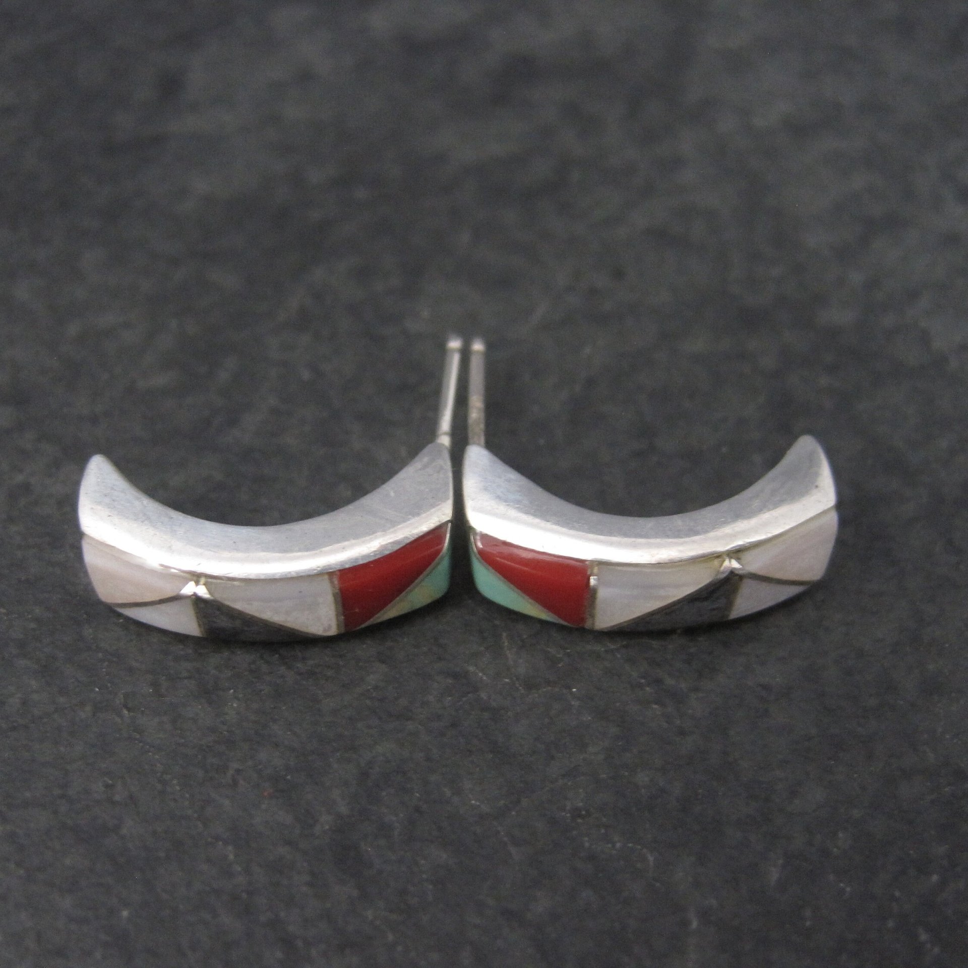 Vintage Southwestern Sterling Inlay Earrings
