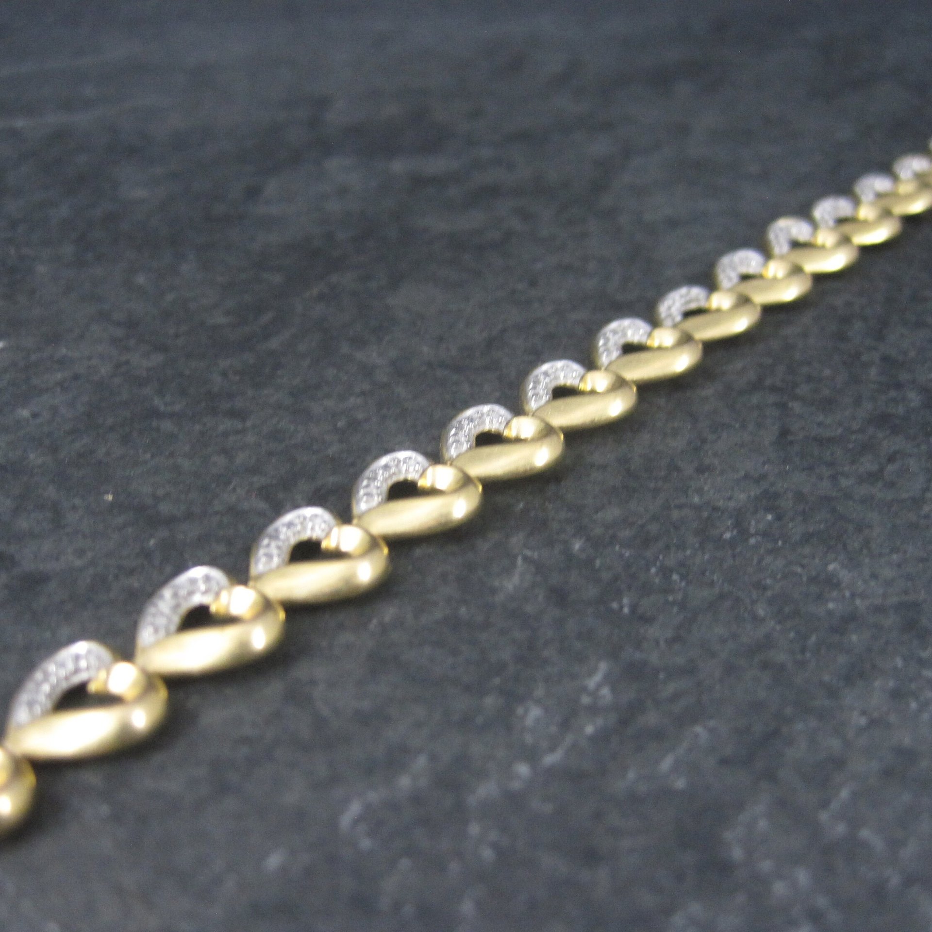 Vintage Vermeil Sterling Illusion Heart Bracelet 7 Inches