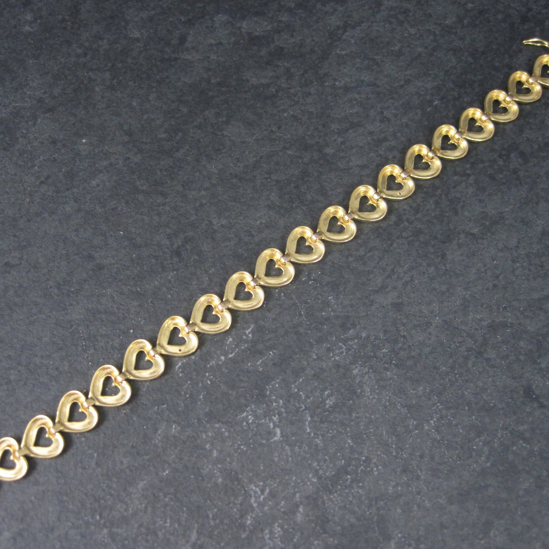 Vintage Vermeil Sterling Illusion Heart Bracelet 7 Inches