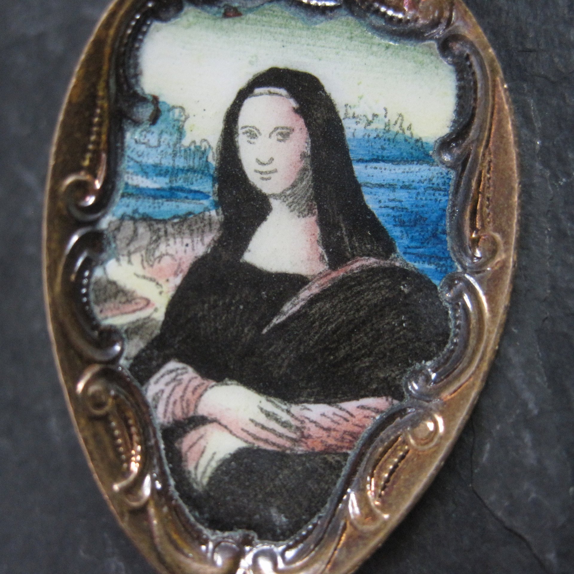 Vintage Mona Lisa Spoon Brooch