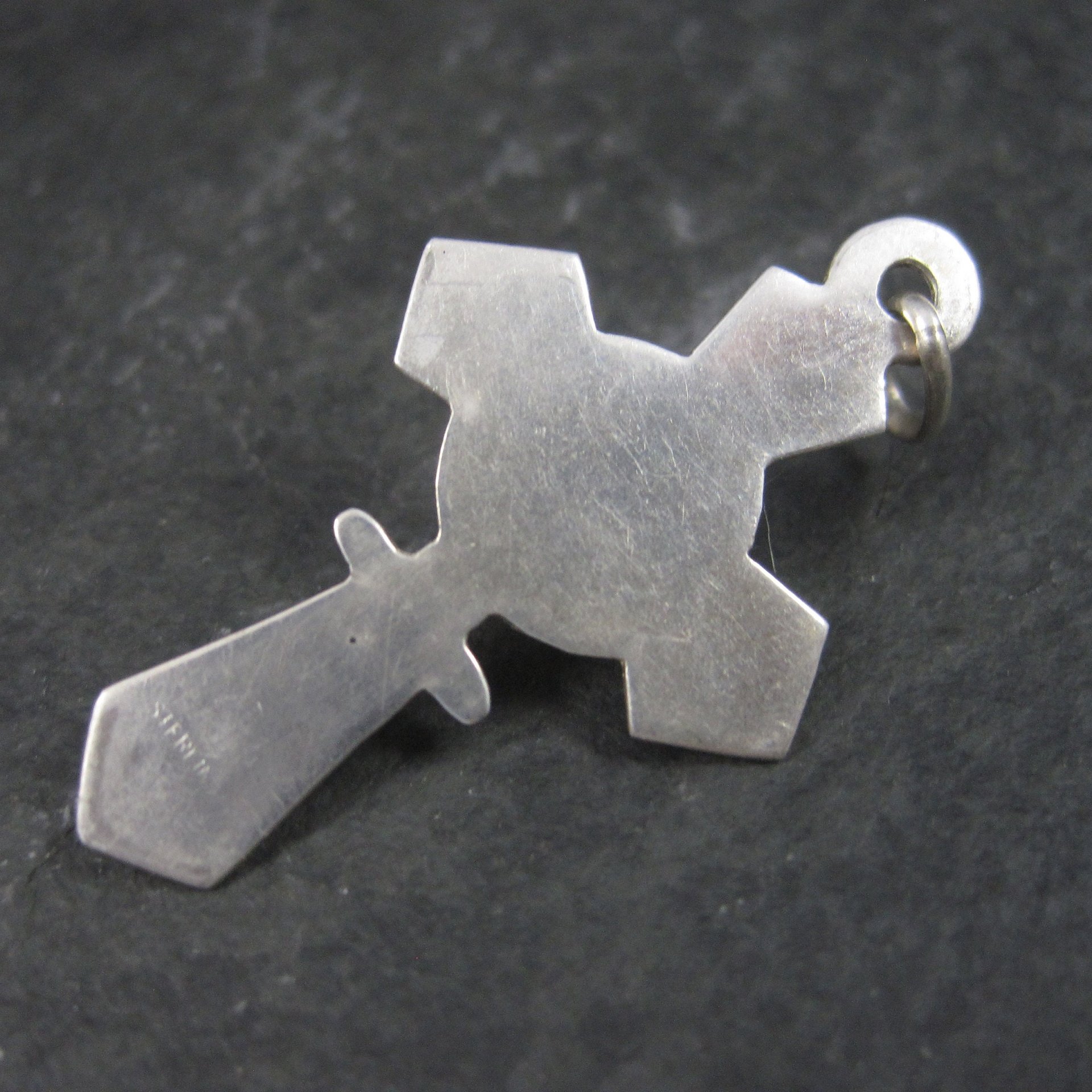 Estate Sterling Red Jasper Cross Pendant