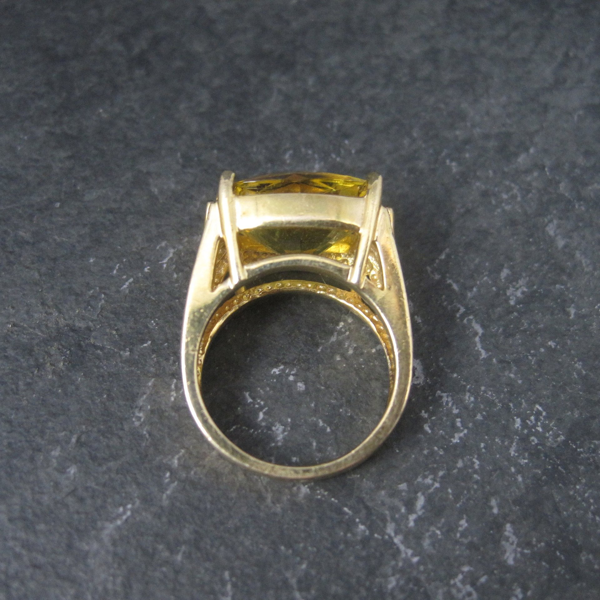 Vintage Vermeil Sterling Yellow Cubic Zirconia Ring Size 6