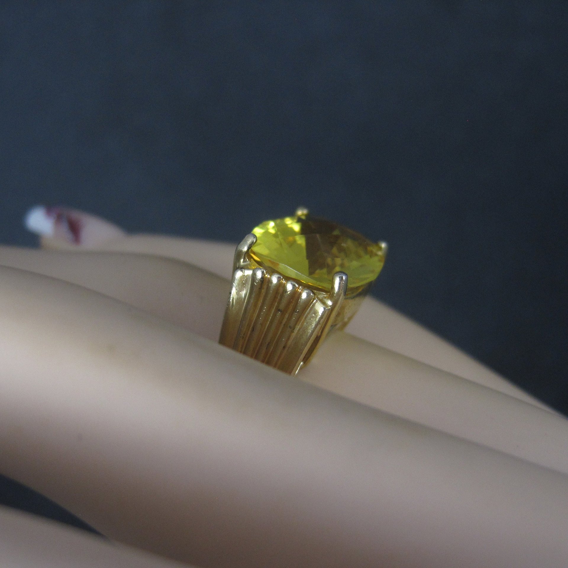 Vintage Vermeil Sterling Yellow Cubic Zirconia Ring Size 6