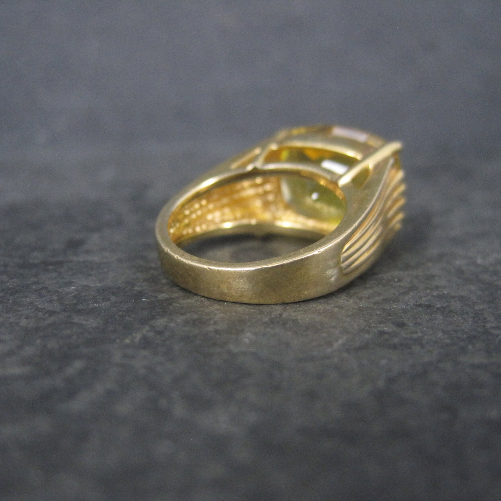 Vintage Vermeil Sterling Yellow Cubic Zirconia Ring Size 6