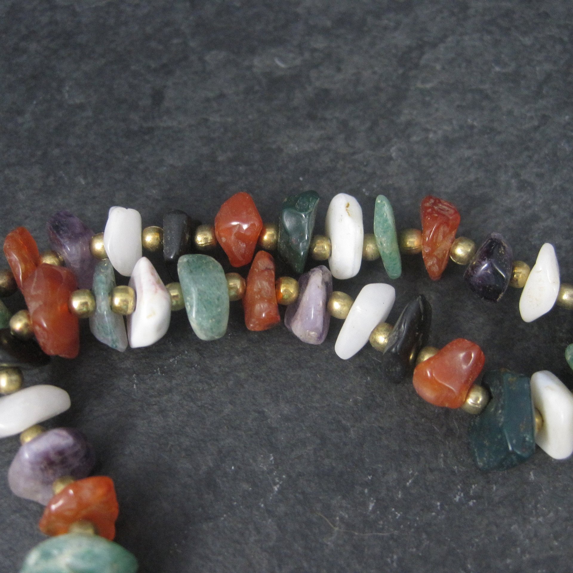 Vintage Gemstone Bead Necklace 24 Inches