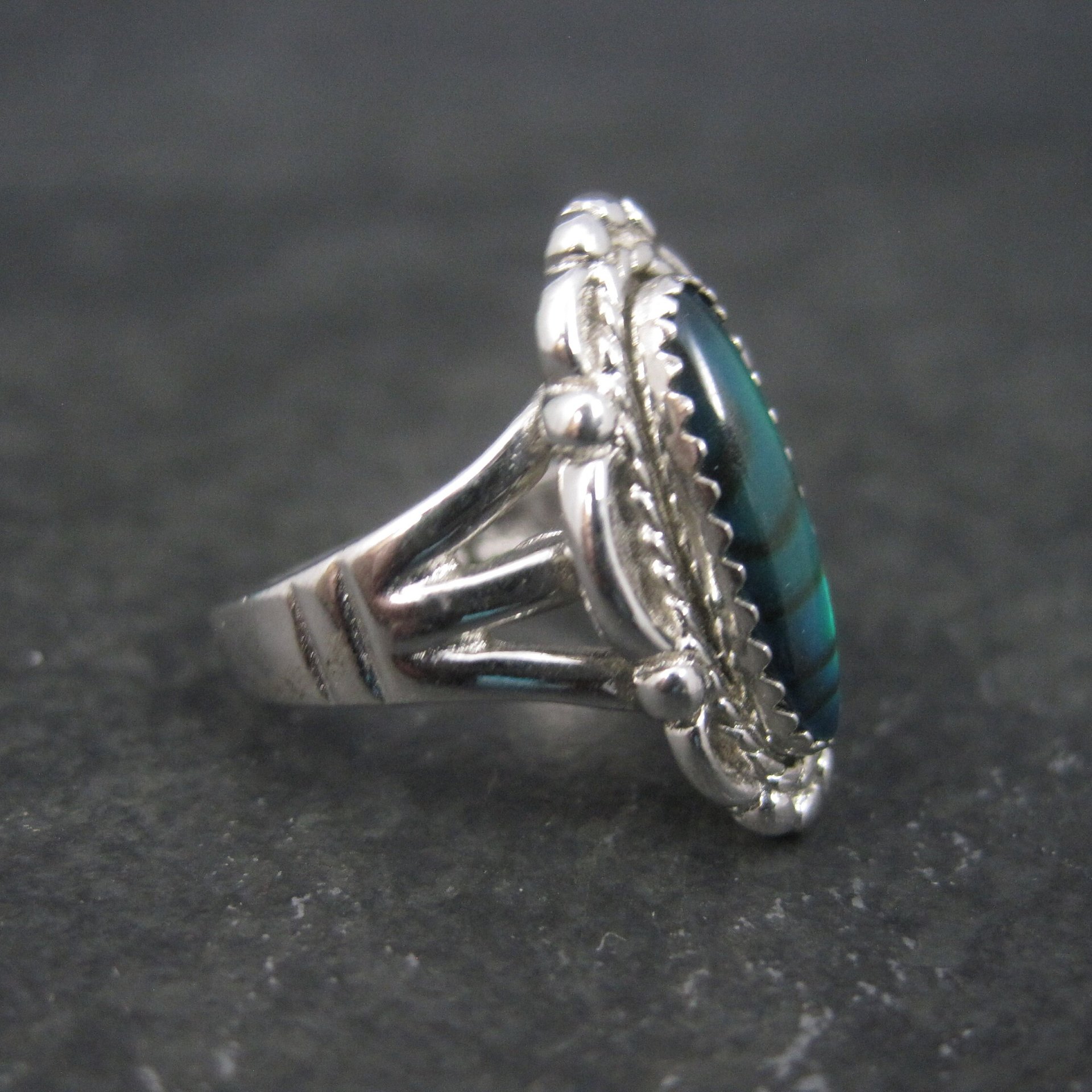Vintage Southwestern Paua Shell Ring Size 5