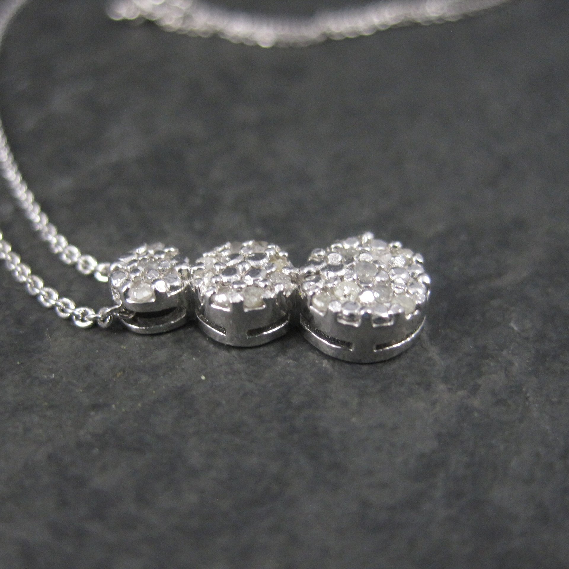 Small Vintage Sterling Diamond Pendant Necklace