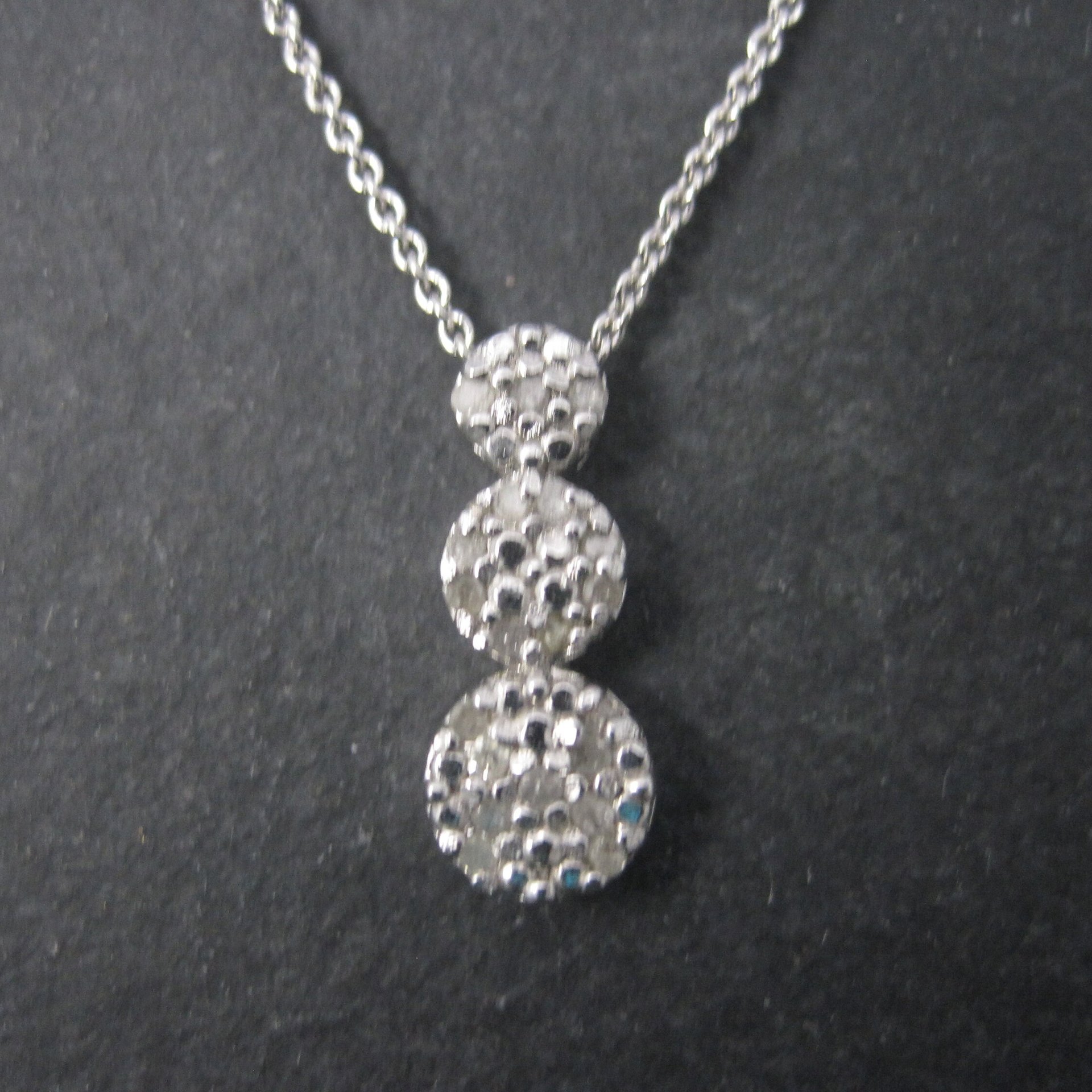 Small Vintage Sterling Diamond Pendant Necklace