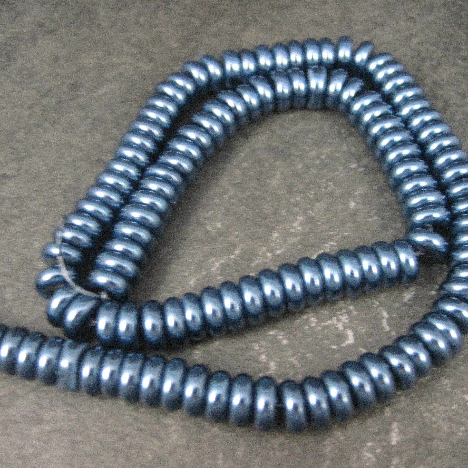 Dark Blue Glass Pearl Rondelle Bead Strand 3x8mm 120 Beads