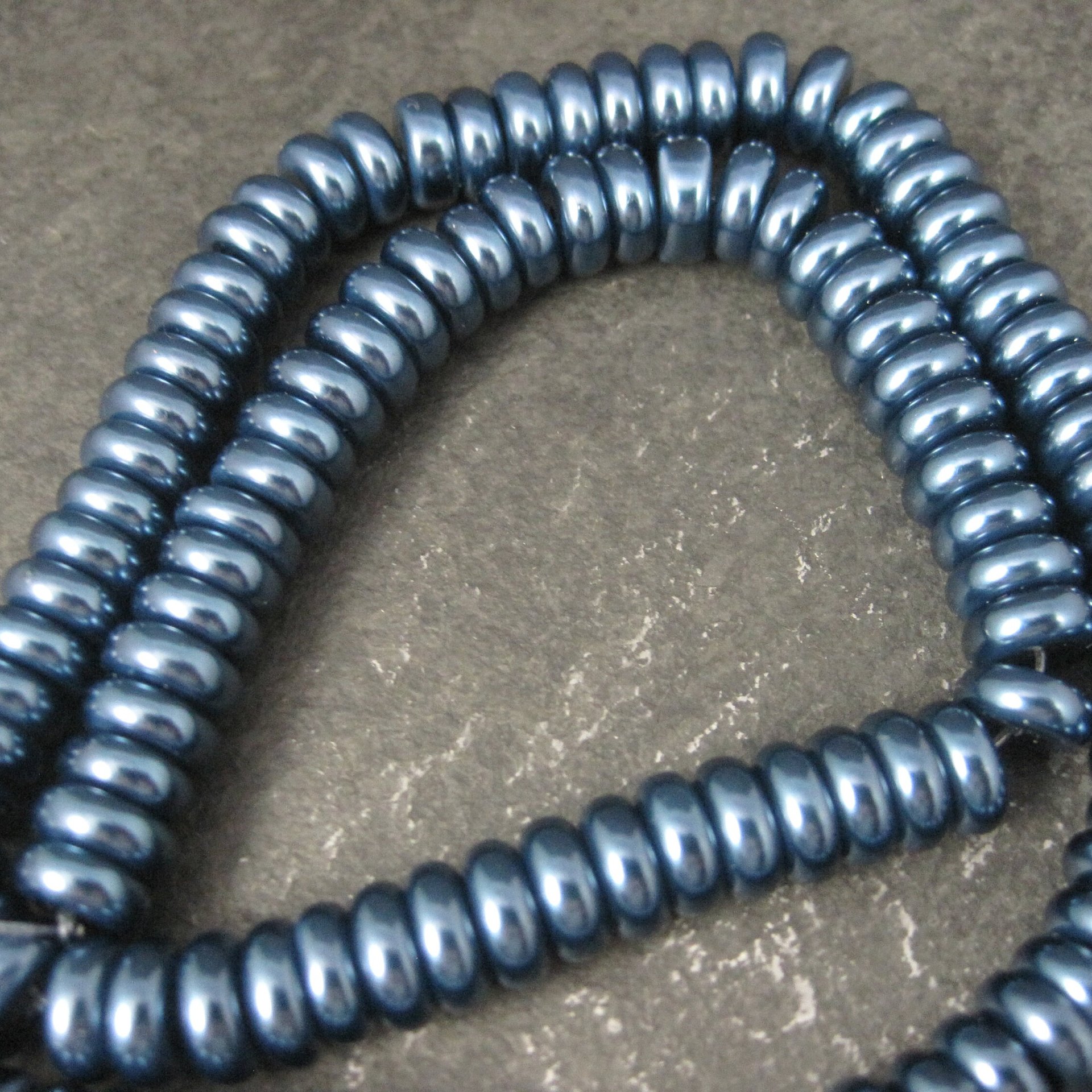 Dark Blue Glass Pearl Rondelle Bead Strand 3x8mm 120 Beads