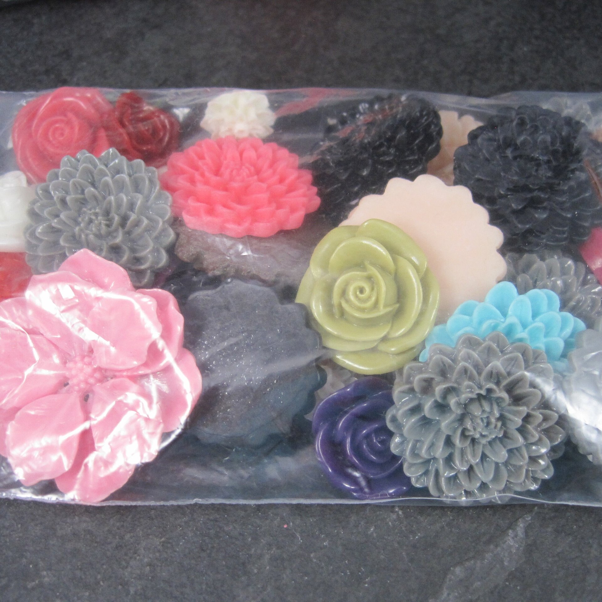 Destash Lot of Resin Flower Cabochons