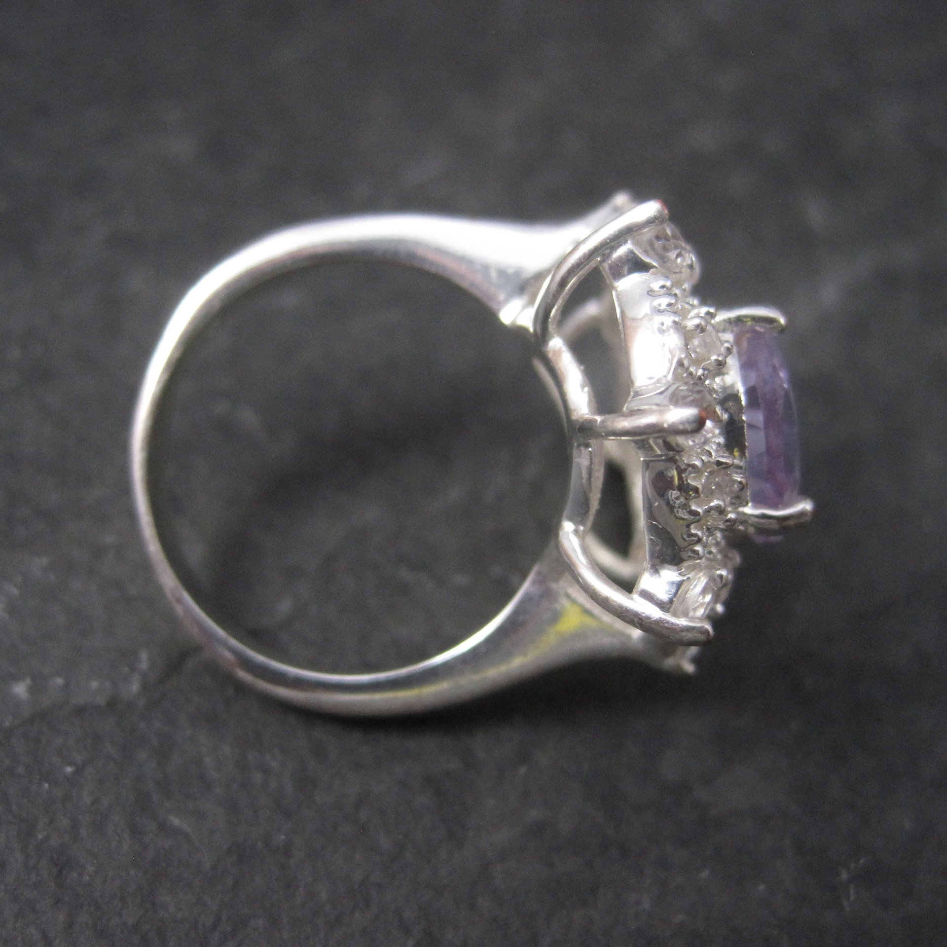 Vintage Sterling Purple Cubic Zirconia Cocktail Ring Size 8.5