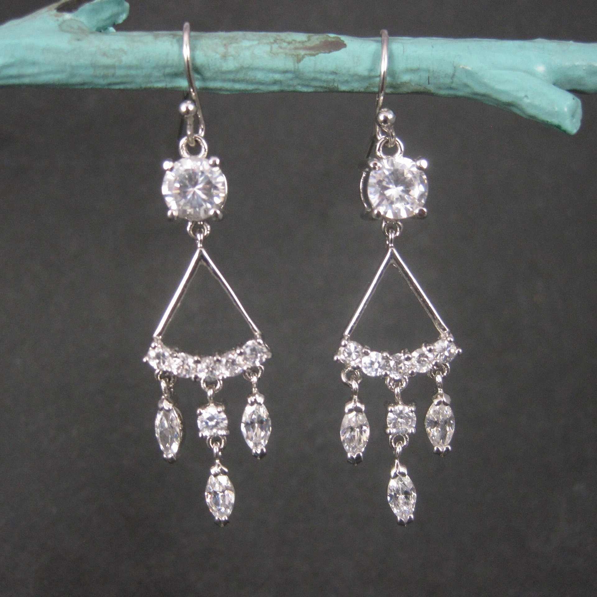 Vintage 2000s Sterling Cubic Zirconia Wedding Earrings