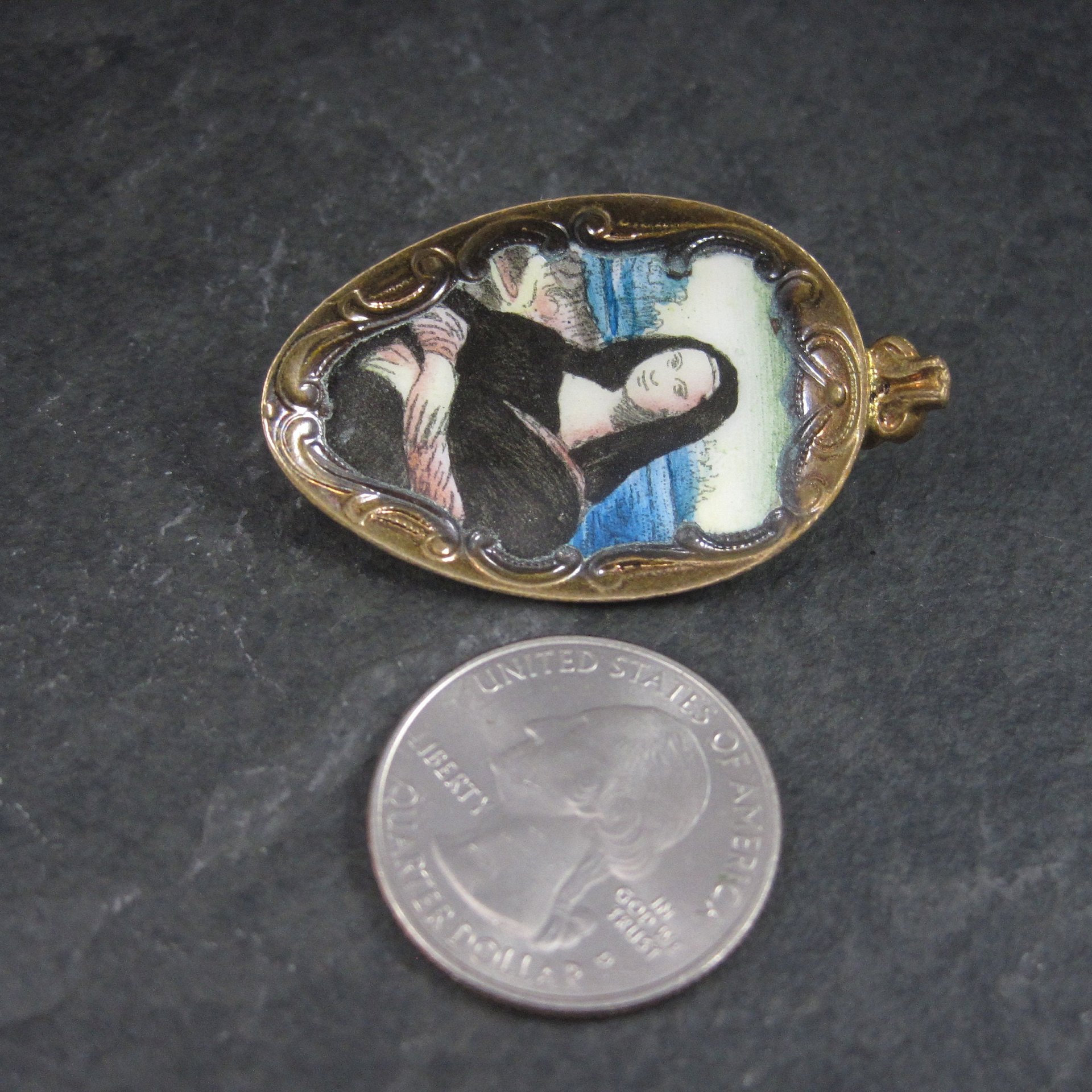 Vintage Mona Lisa Spoon Brooch