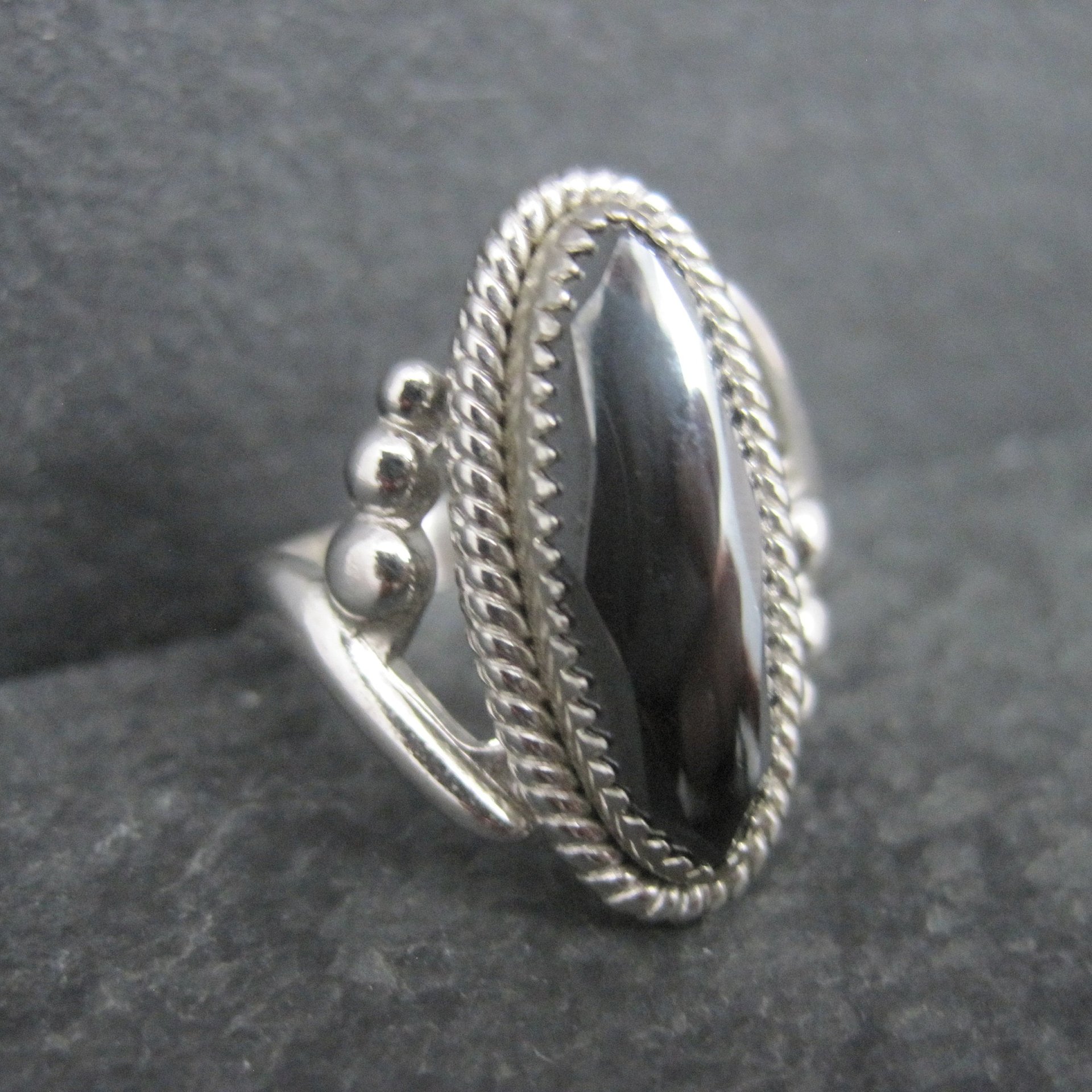 Vintage Southwestern Sterling Hematite Ring