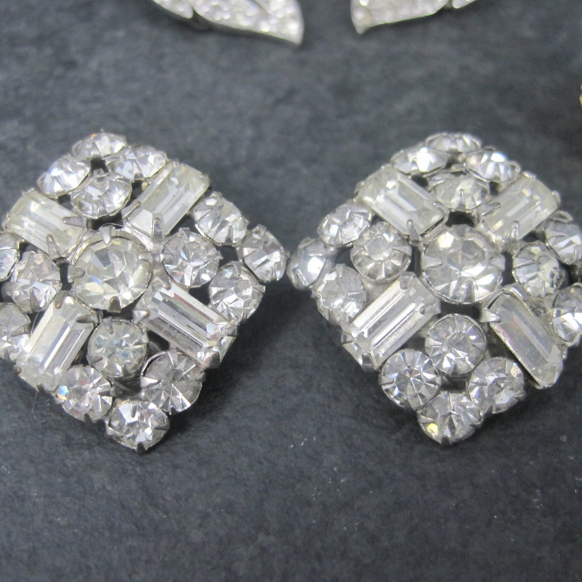 Destash Vintage Lot 6 Pairs Rhinestone Clip On Earrings