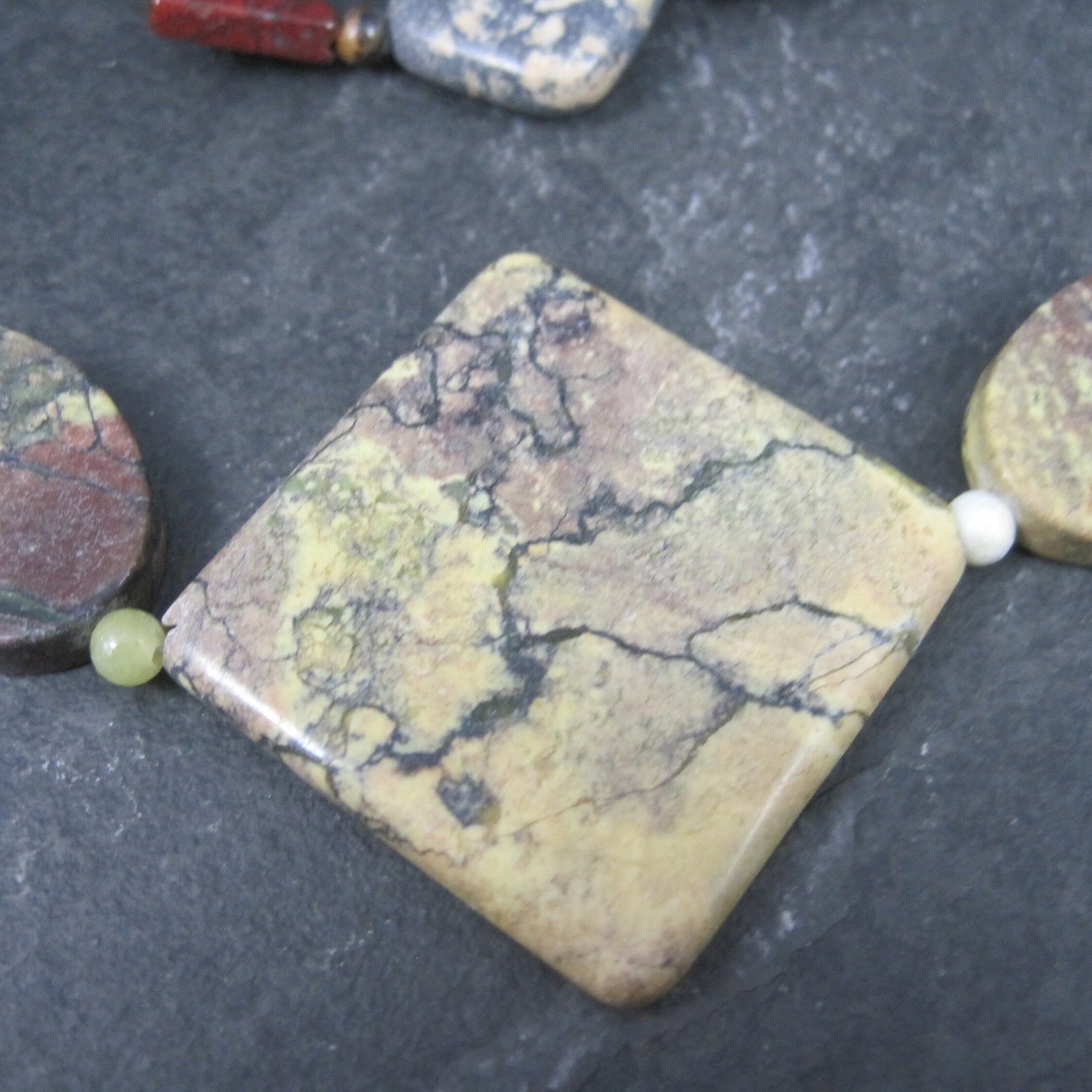 Vintage Jasper Agate Gemstone Necklace Bracelet Jewelry Set Desert Rose Trading