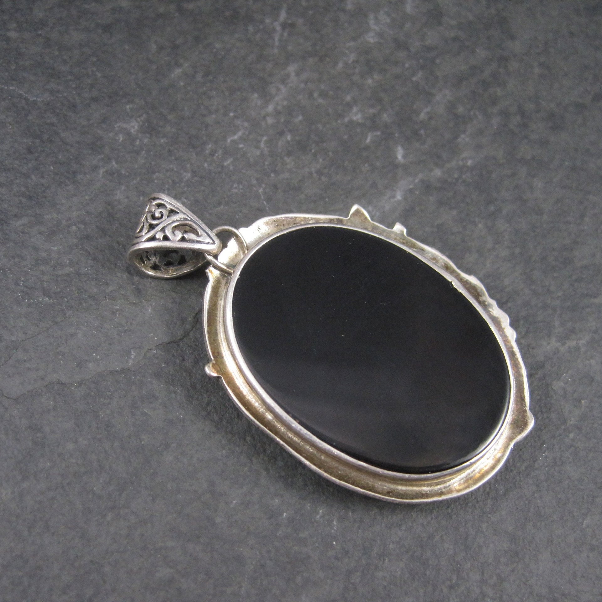 Large Sterling Onyx Parrot Pendant