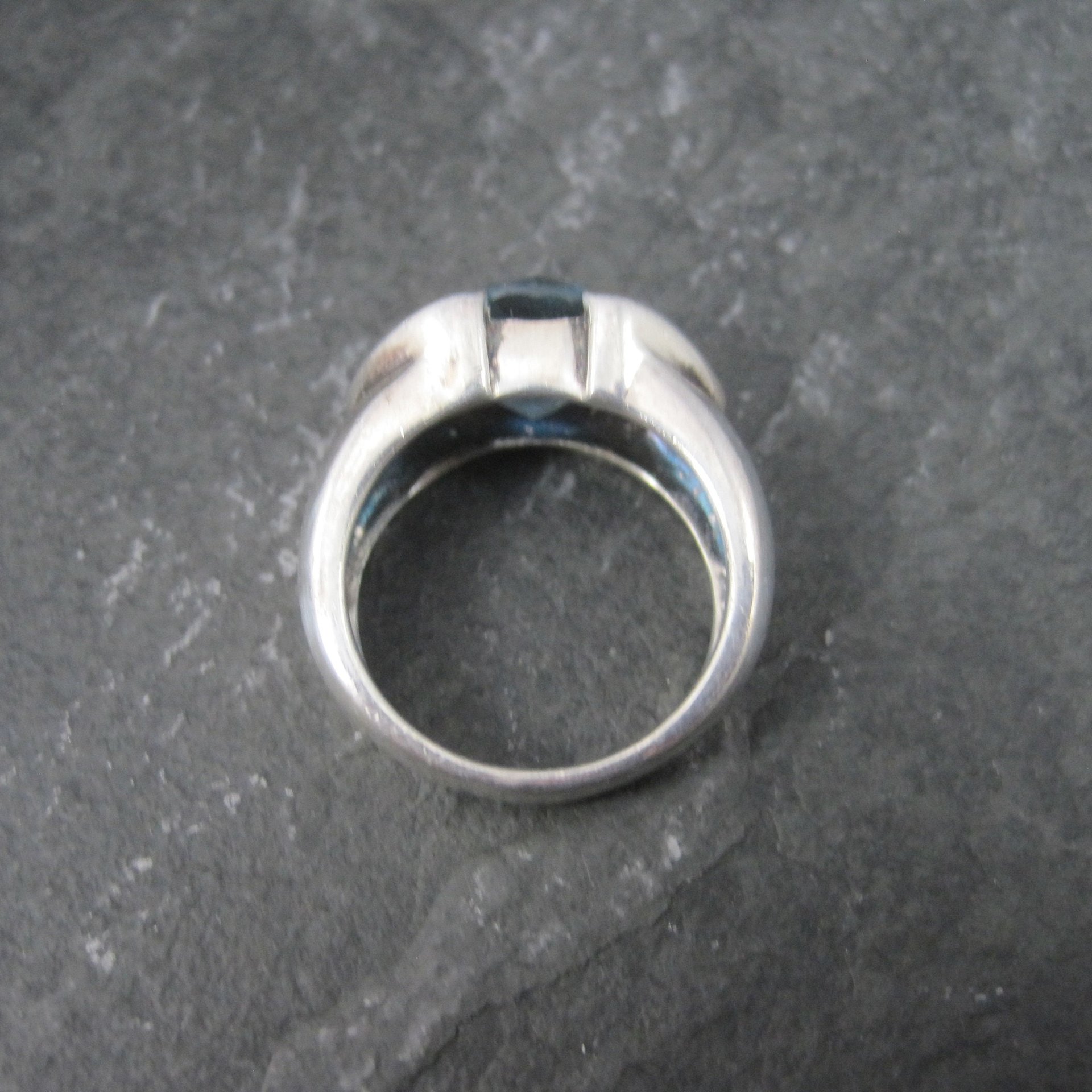 Vintage .999 Silver Blue Topaz Ring Size 6