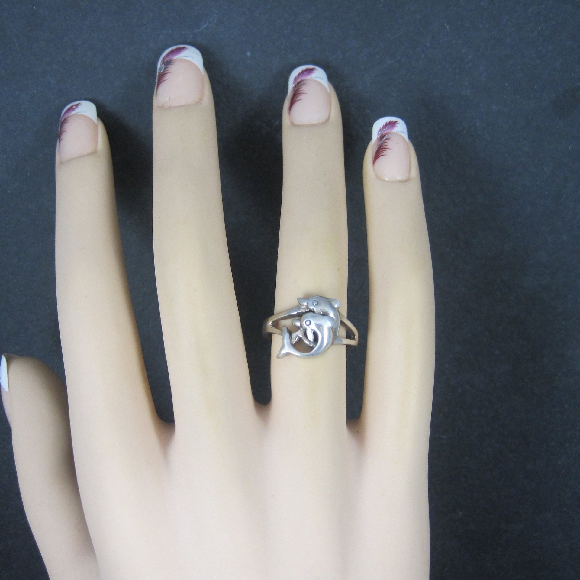 Vintage Sterling Dolphin Ring Size 6