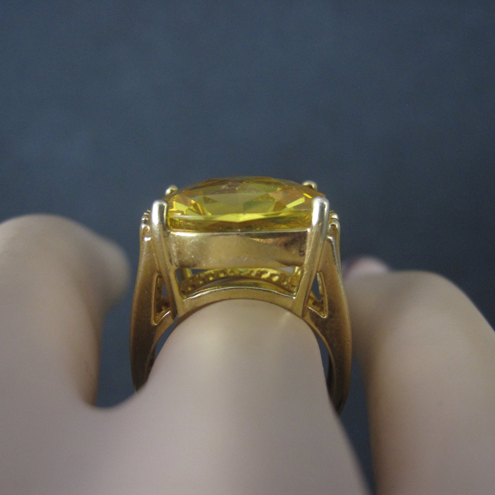 Vintage Vermeil Sterling Yellow Cubic Zirconia Ring Size 6