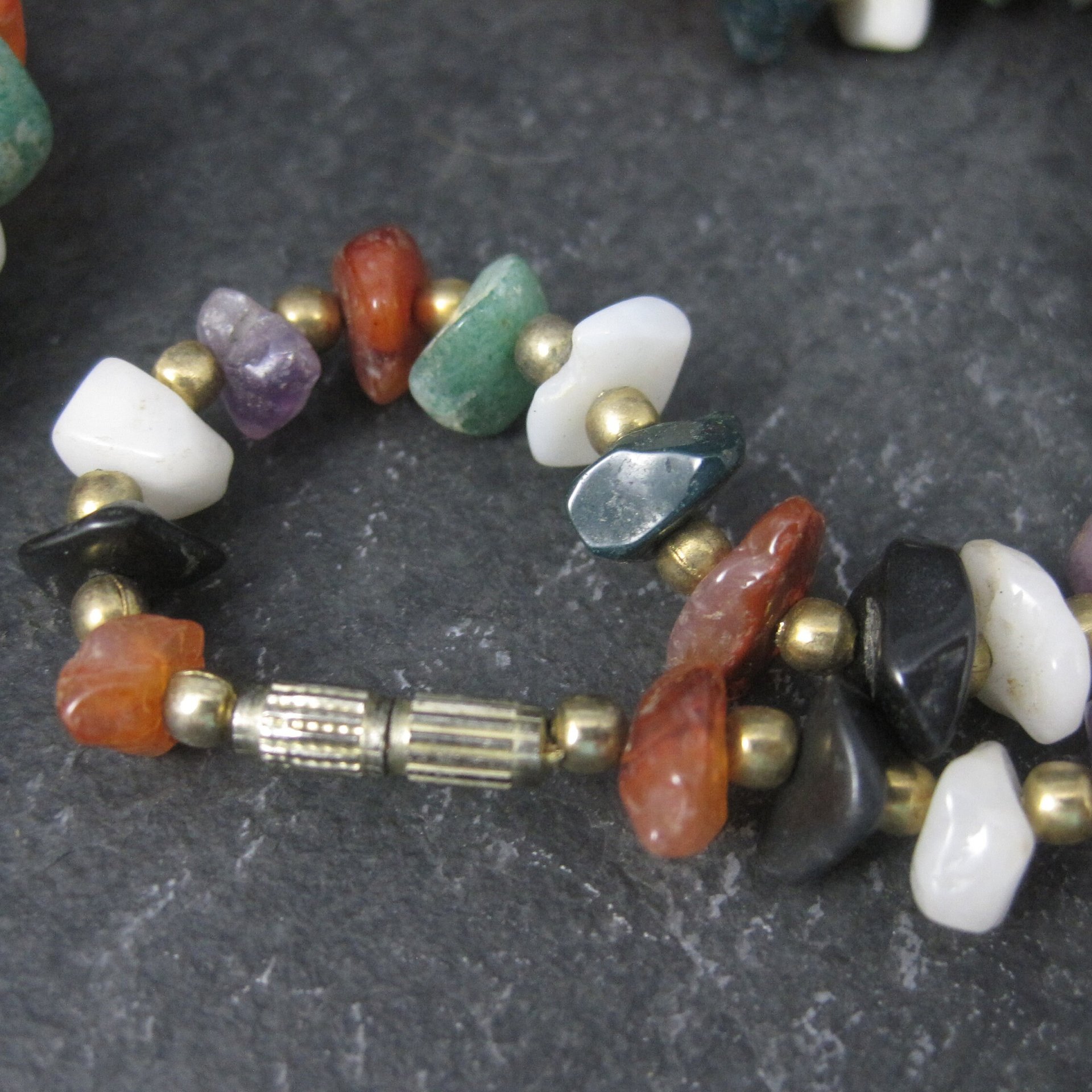 Vintage Gemstone Bead Necklace 24 Inches
