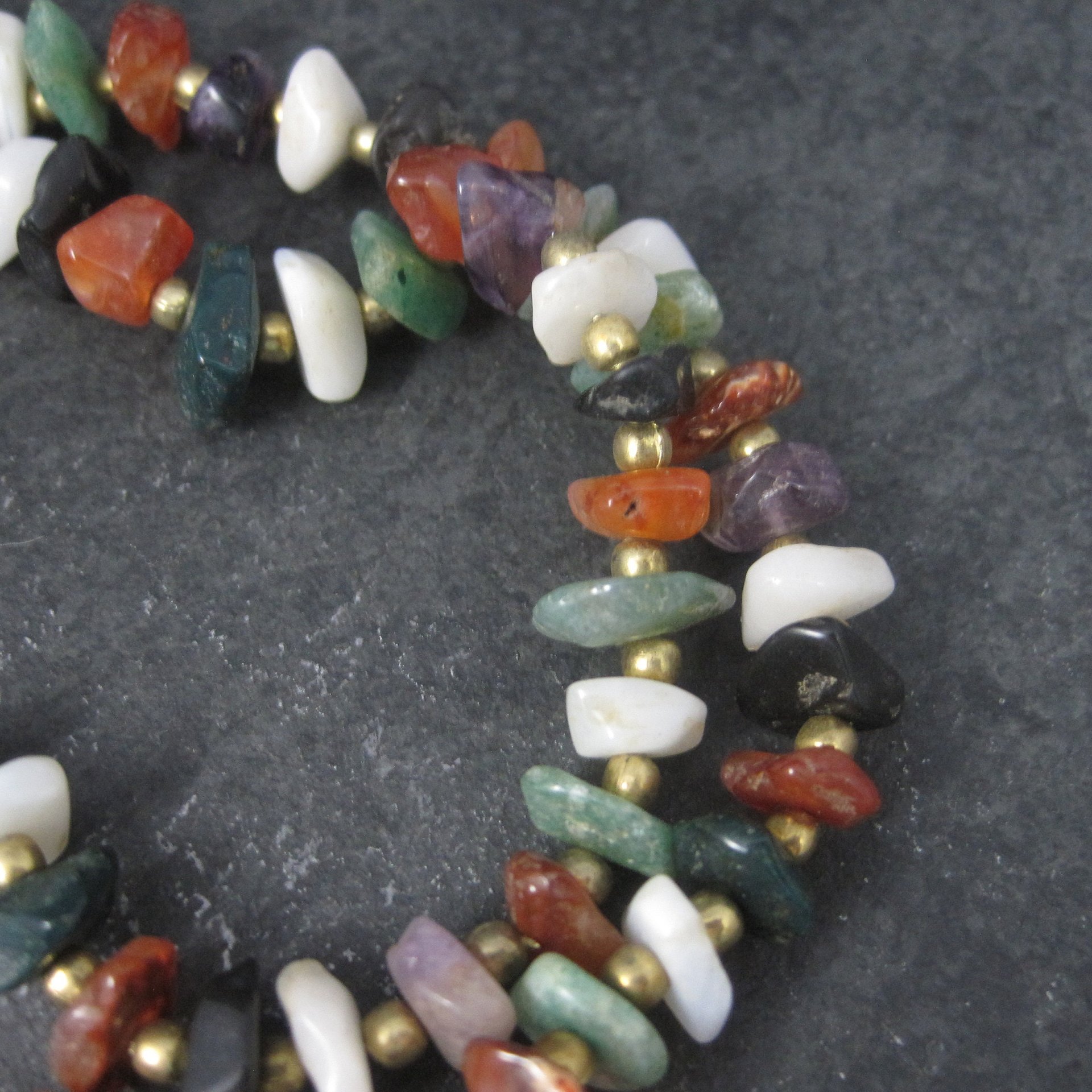 Vintage Gemstone Bead Necklace 24 Inches