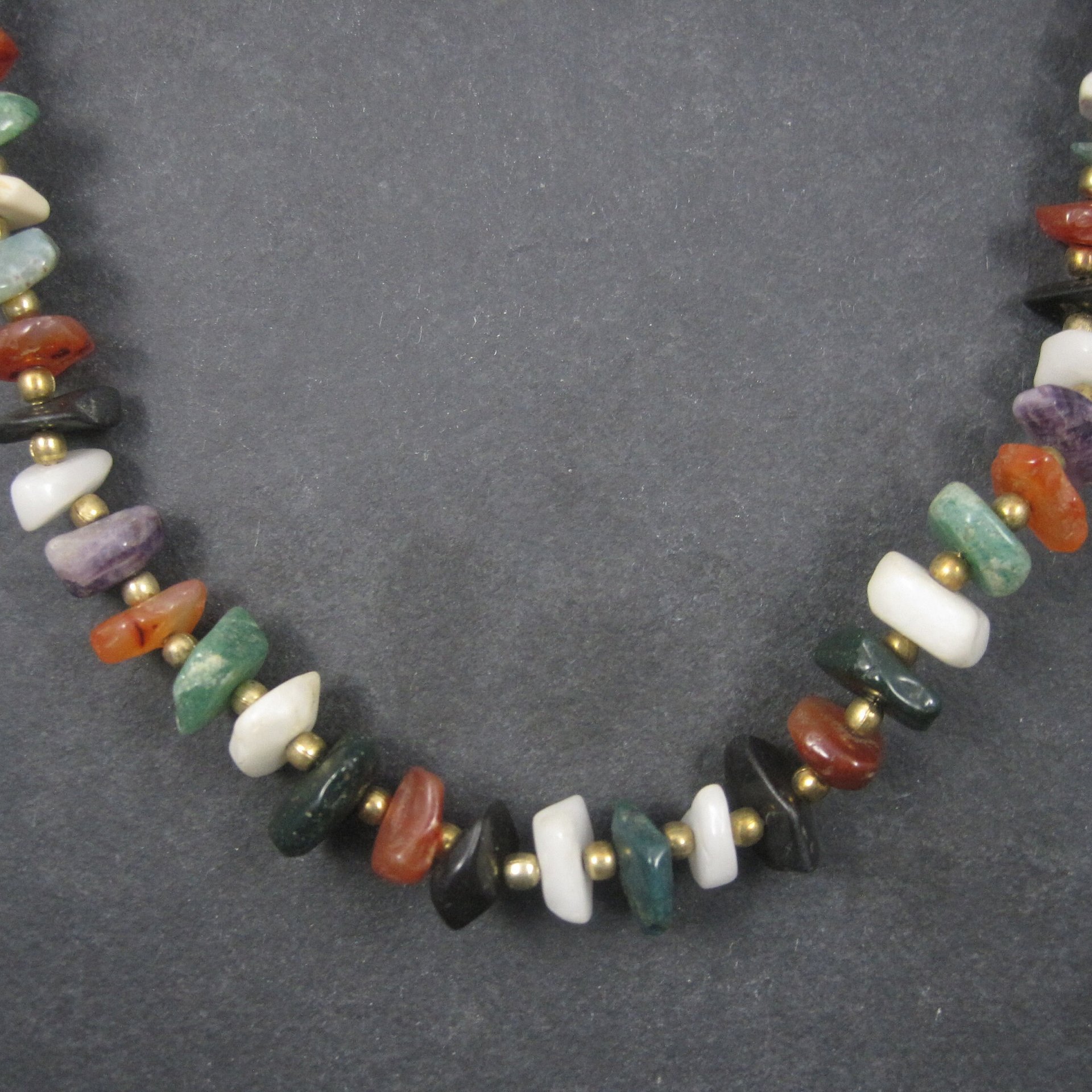 Vintage Gemstone Bead Necklace 24 Inches