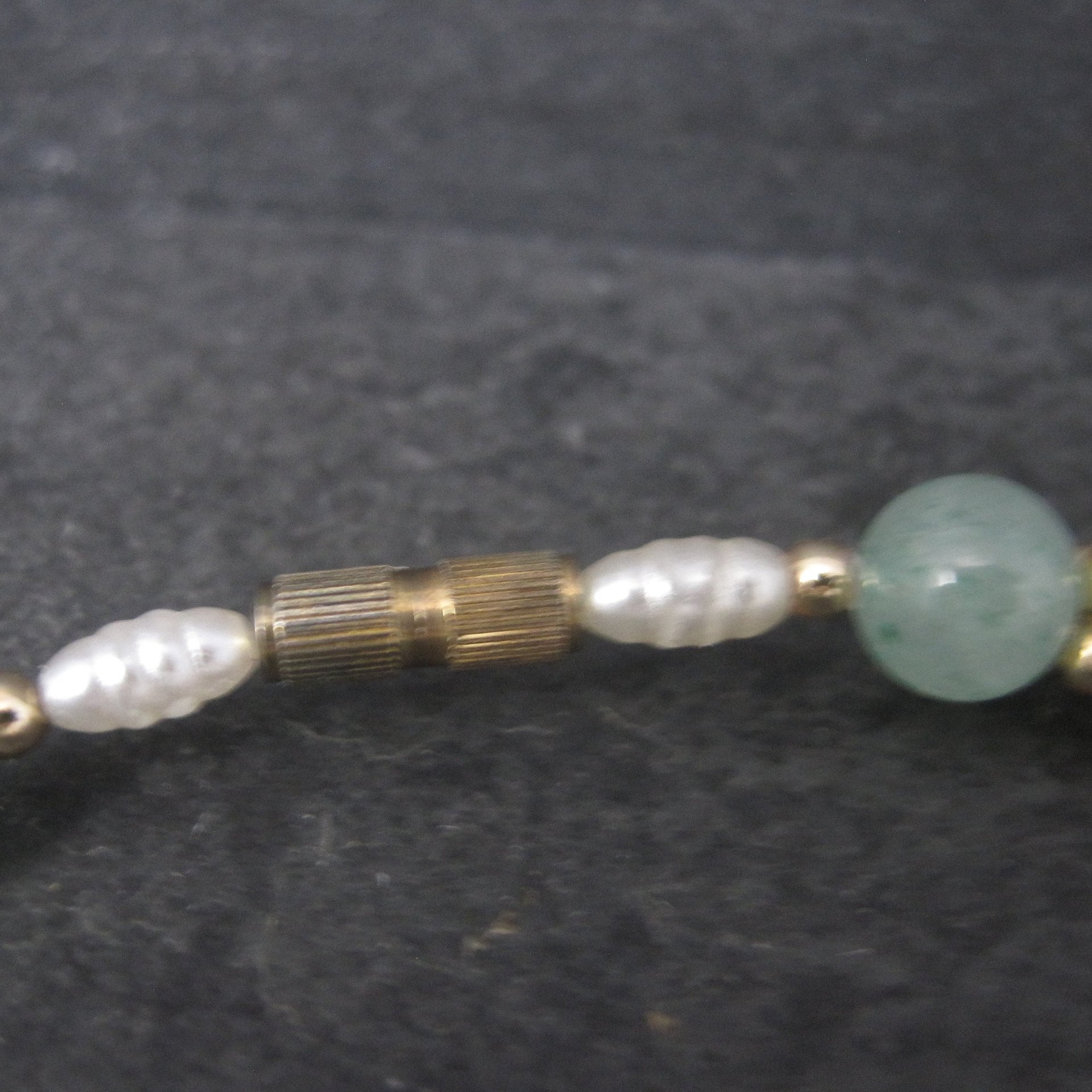 Vintage Aventurine Pearl Necklace 25 Inches