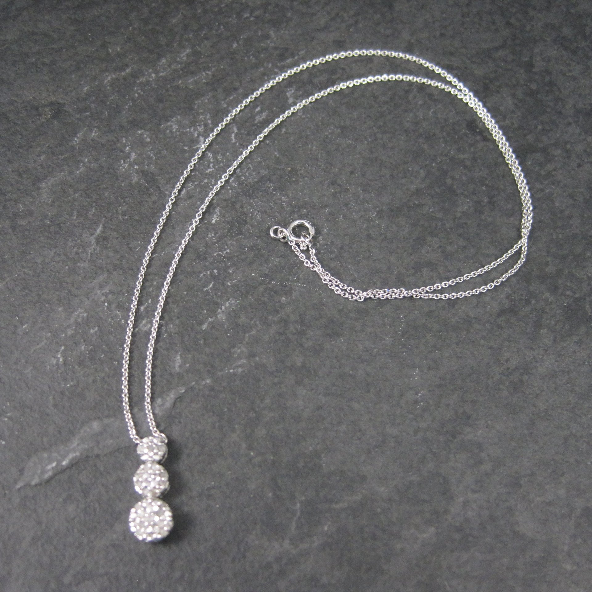 Small Vintage Sterling Diamond Pendant Necklace