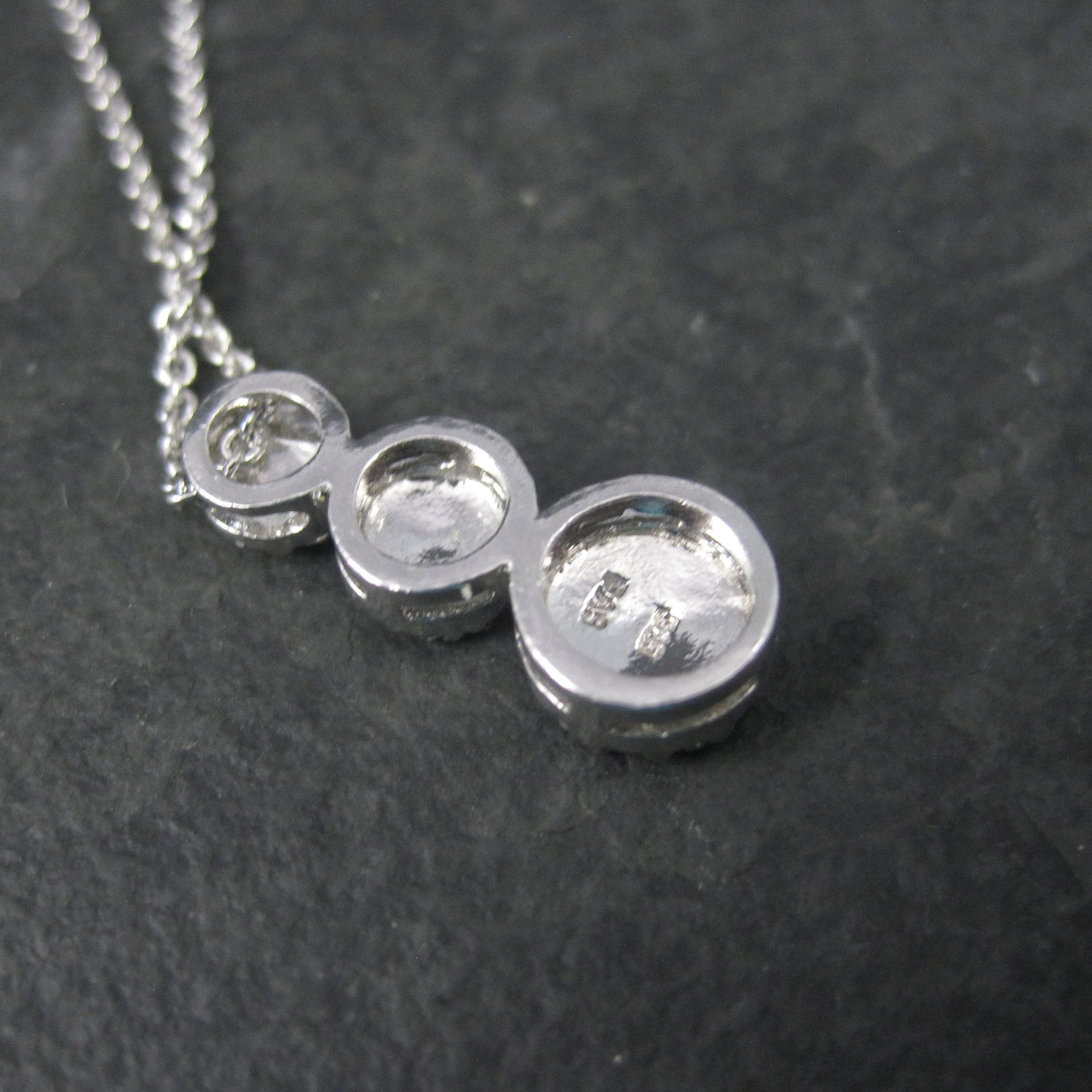 Small Vintage Sterling Diamond Pendant Necklace